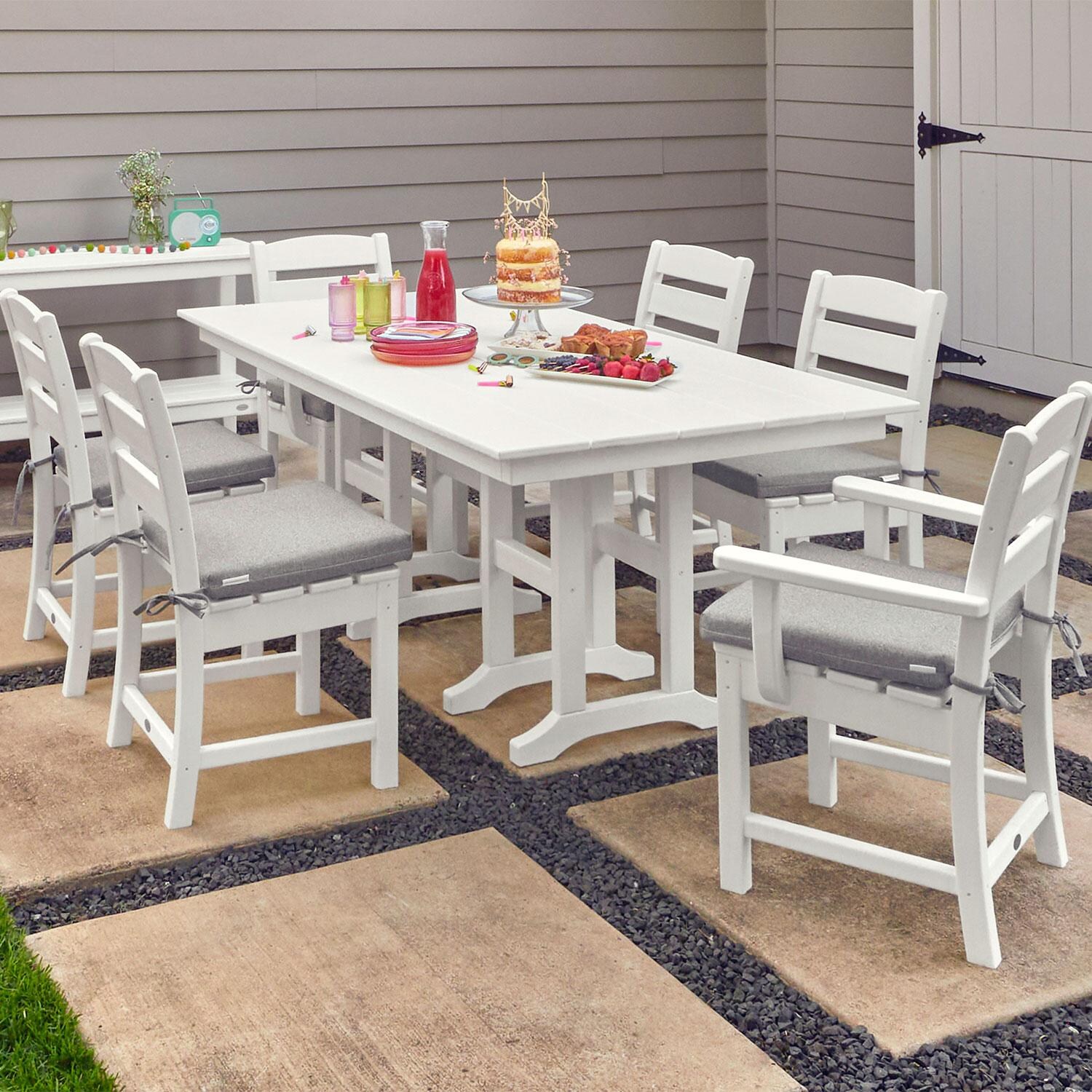 POLYWOOD Lakeside 7-Piece Farmhouse Dining Set - White