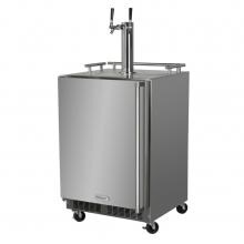 Marvel 24-Inch 5.7 Cu. Ft. Left Hinge Freestanding Outdoor Rated Twin Tap Beer Dispenser - Stainless Steel - MO24BNSMLS