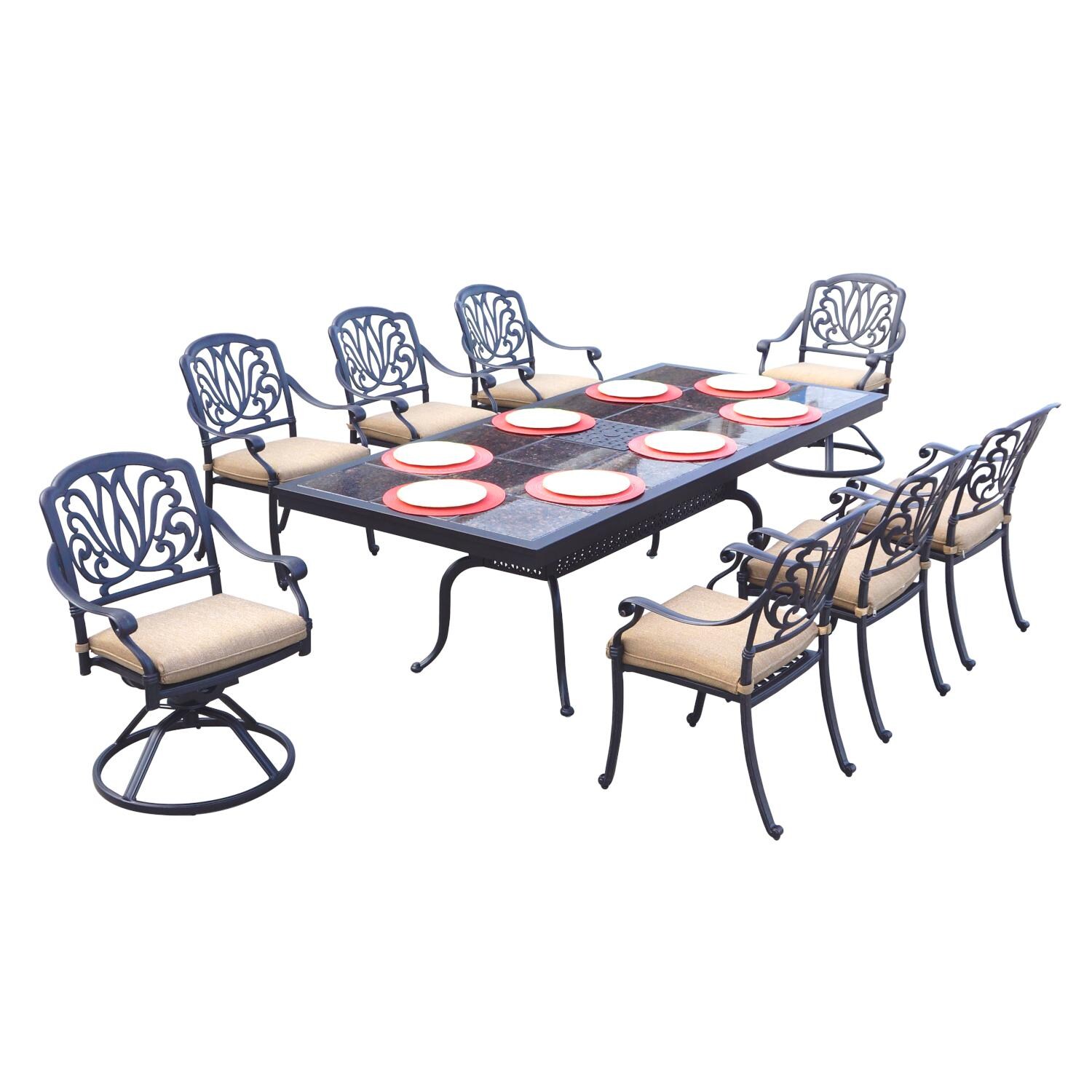 Darlee Elisabeth 9 Piece Cast Aluminum Patio Dining Set With