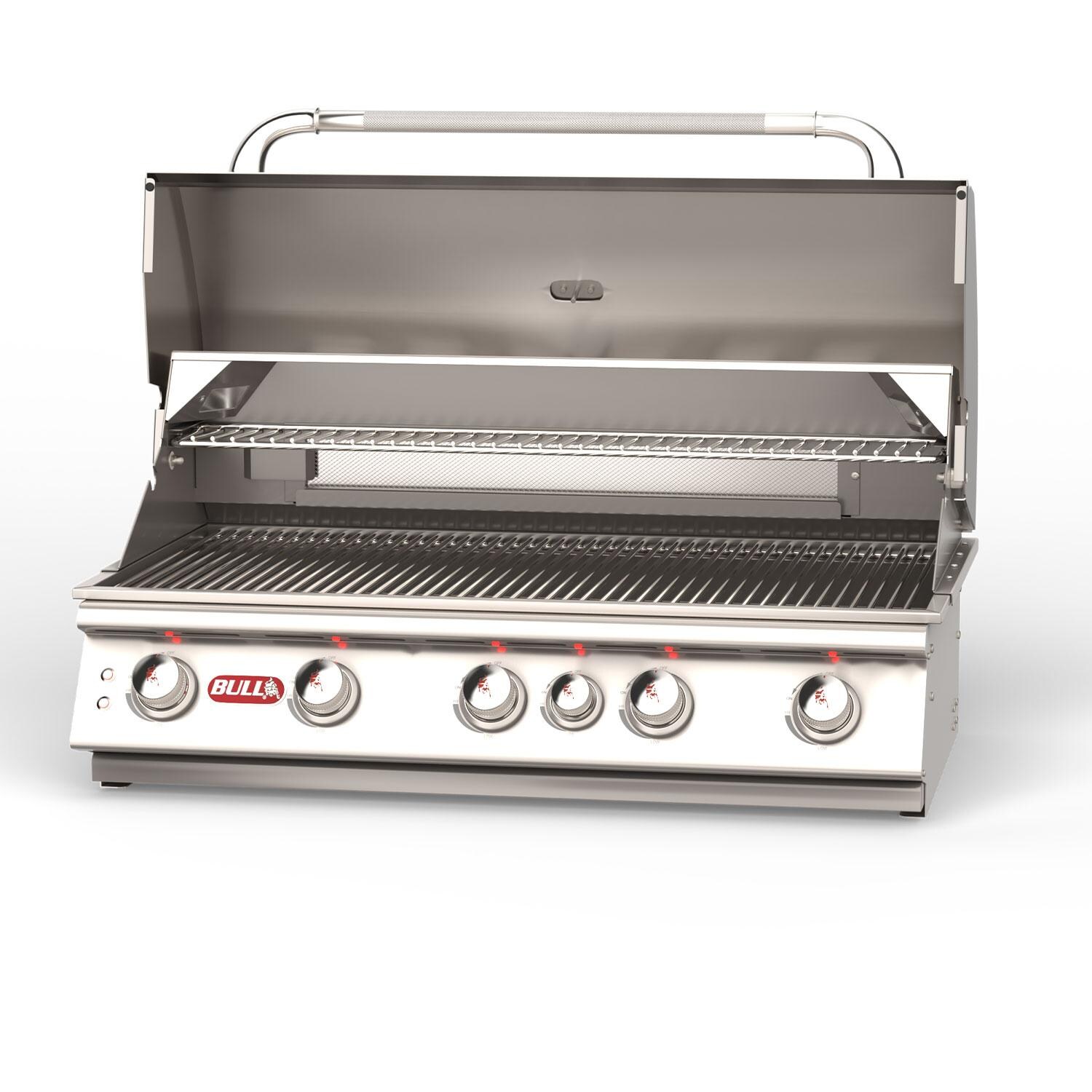 Bull 57568 Brahma 38-in 5-Burner Built-In Propane Gas Grill - Hood Open - Left View - White Background thumbnail