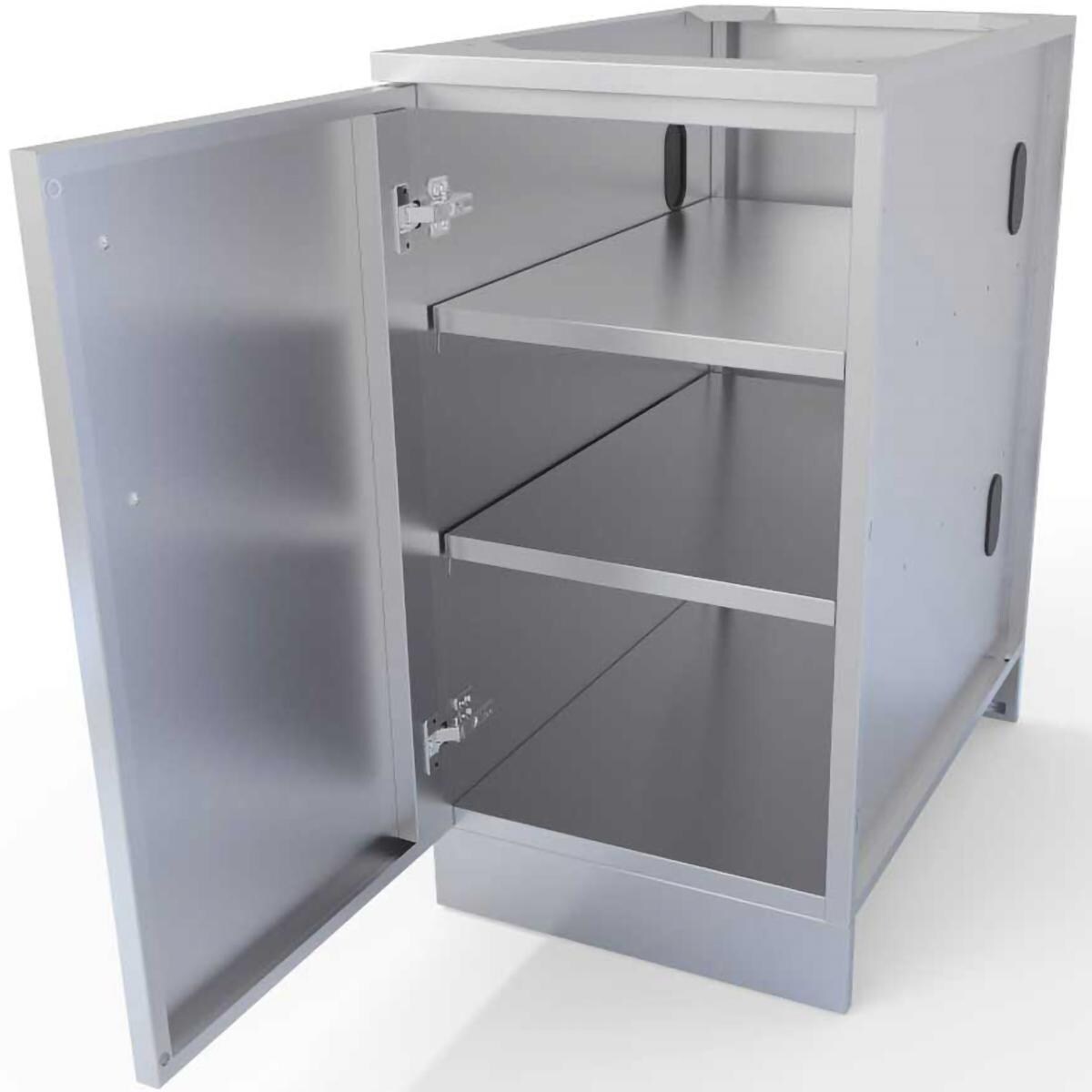 Sunstone SBC18FSDL 18-in Outdoor Kitchen Left Hinge Single Door Island Cabinet - Cabinet Interior With Storage Shelves - White Background thumbnail