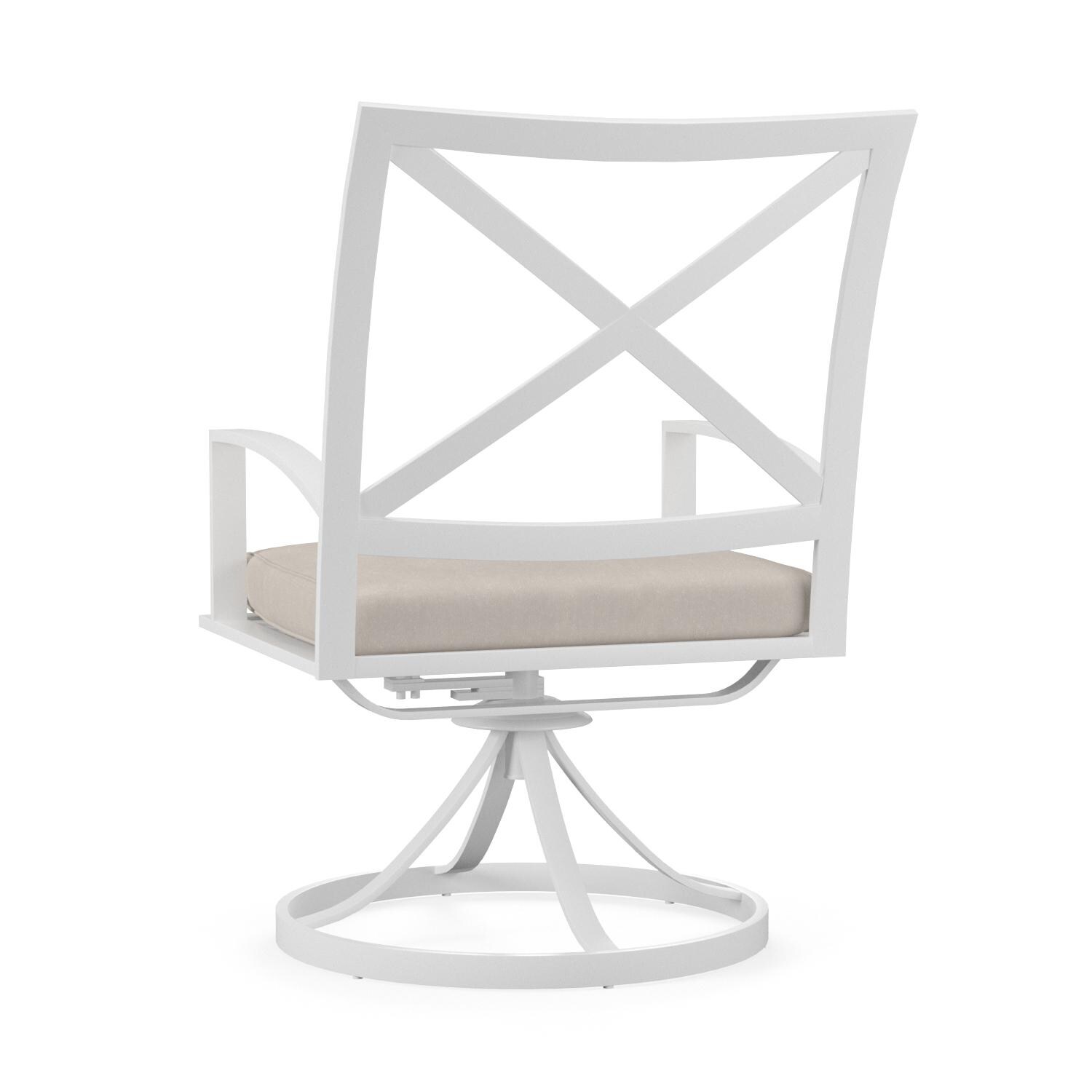 Sunset West - 501-11-5492 - Bristol Aluminum Swivel Patio Dining Chair W/ Sunbrella Canvas Flax Self Welt Cushions - Rear View thumbnail