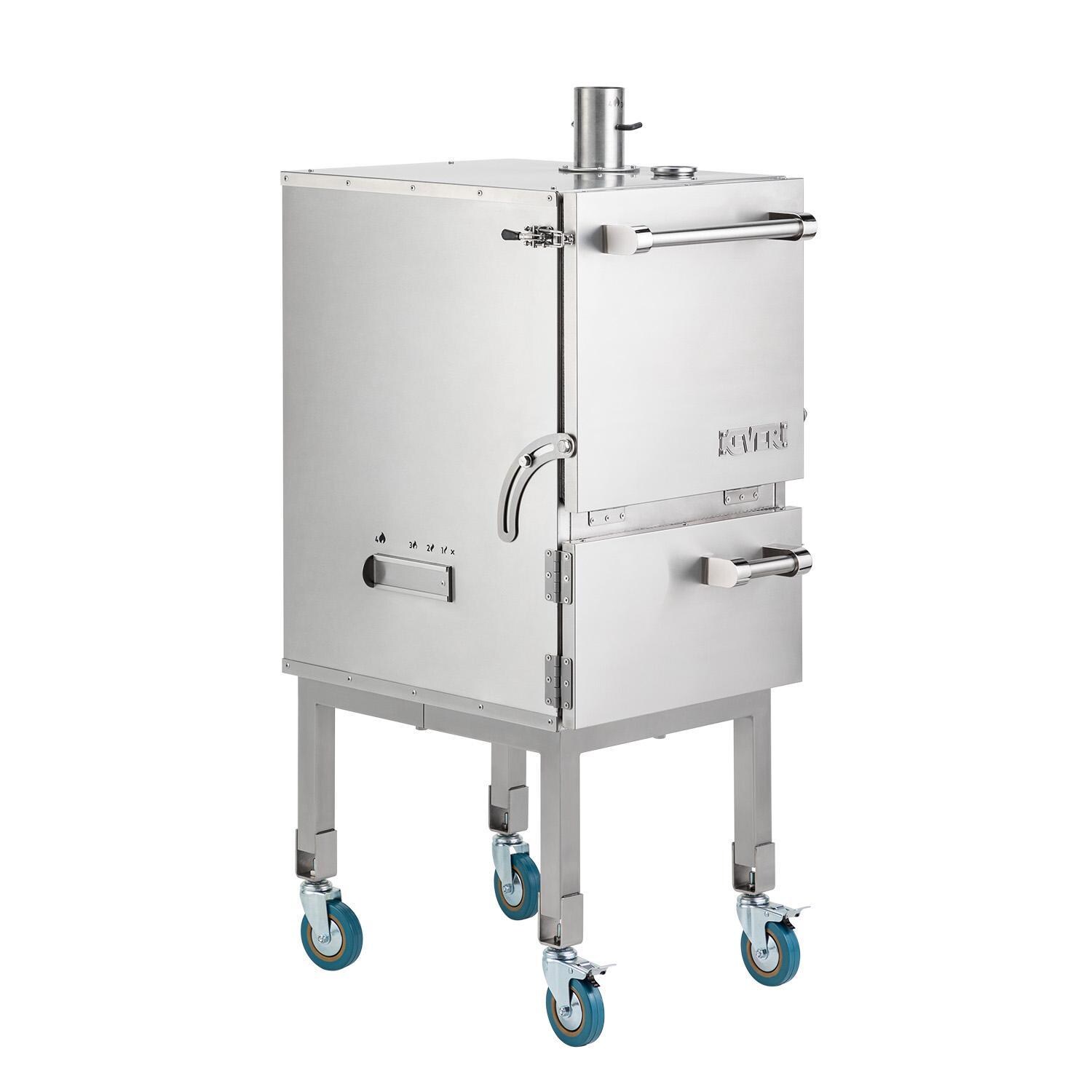 Keveri H1SS H1 Inox Vertical Muti-Purpose Charcoal Oven - Stainless Steel - White Background thumbnail