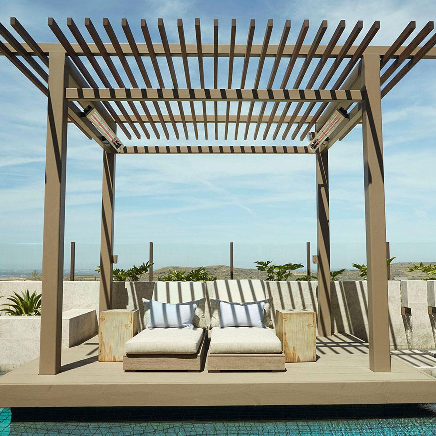 Infratech Slimline Series Wall Mounted Silver Gazebo - By The Pool - Lifestyle thumbnail