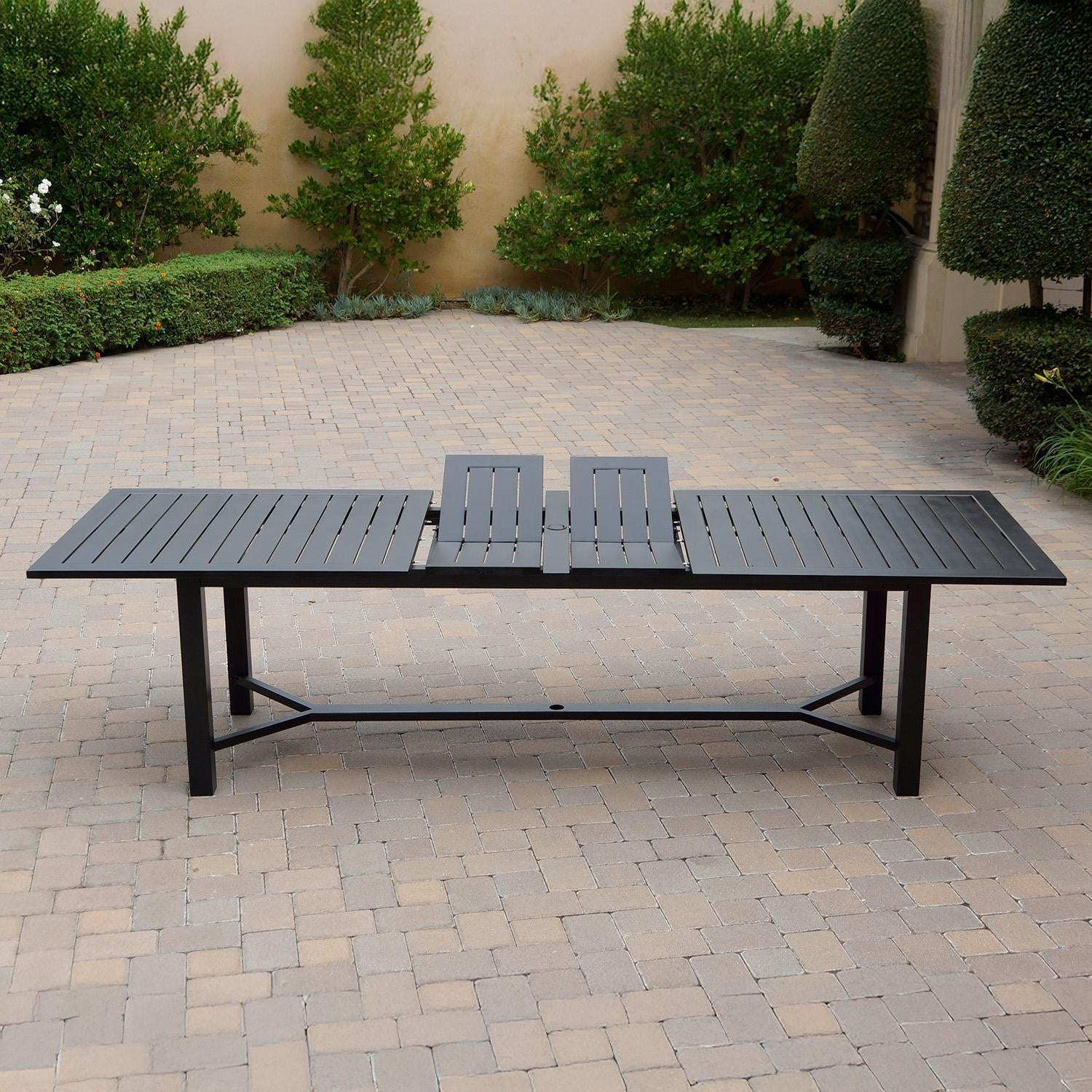 Darlee B/DL503-11PCD-2350LE Ten Star 11 Pc Cast Aluminum Dining Set in Antique Bronze - Table Side View w/ Extension - Lifestyle thumbnail