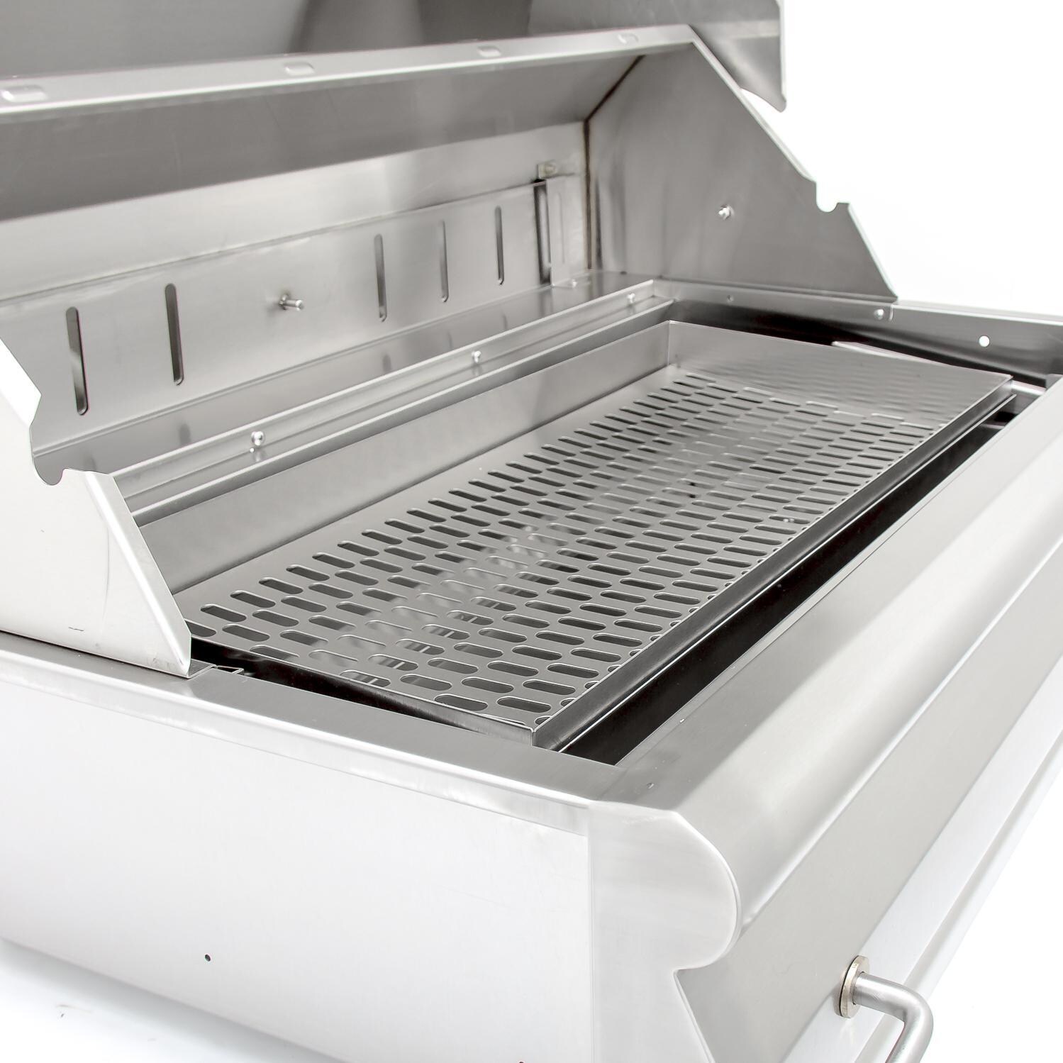 Blaze 32-Inch Stainless Steel Charcoal Grill - Stainless Steel Charcoal Tray Raised