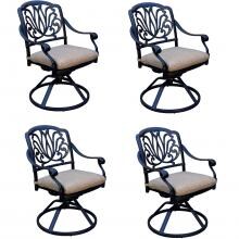 Elisabeth 4 Piece Cast Aluminum Patio Swivel Rocker Dining Chair Set W/ Sesame Cushions By Darlee