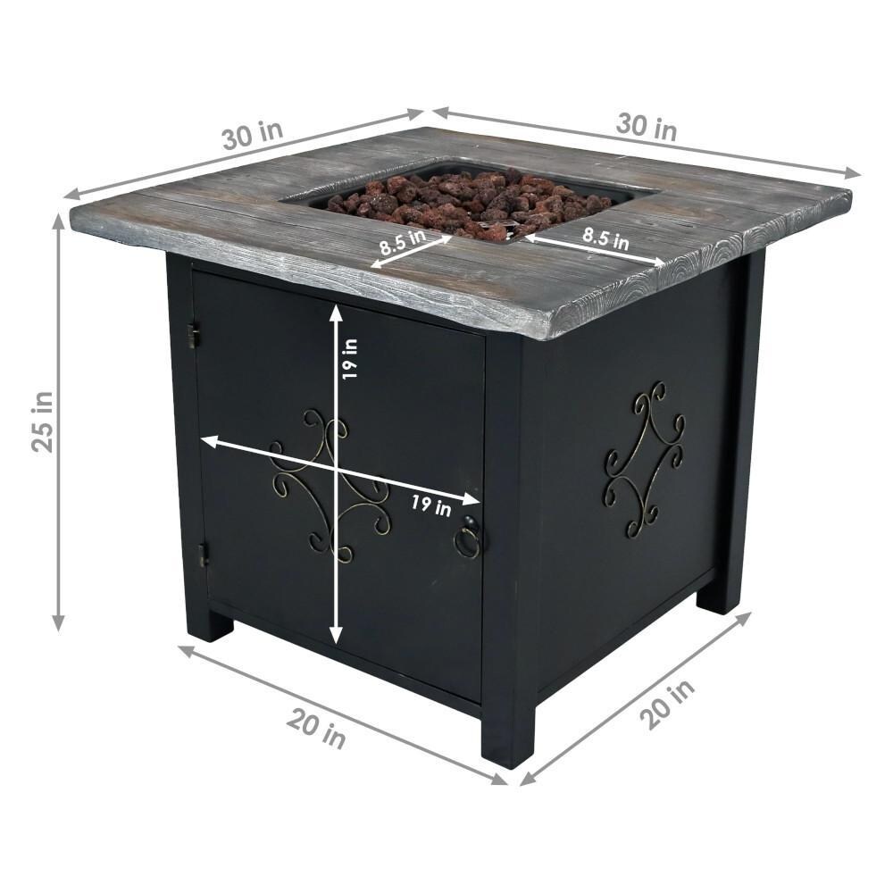 Ultimate Patio 30-Inch Square Propane Gas Fire Pit Table - Dimensions thumbnail