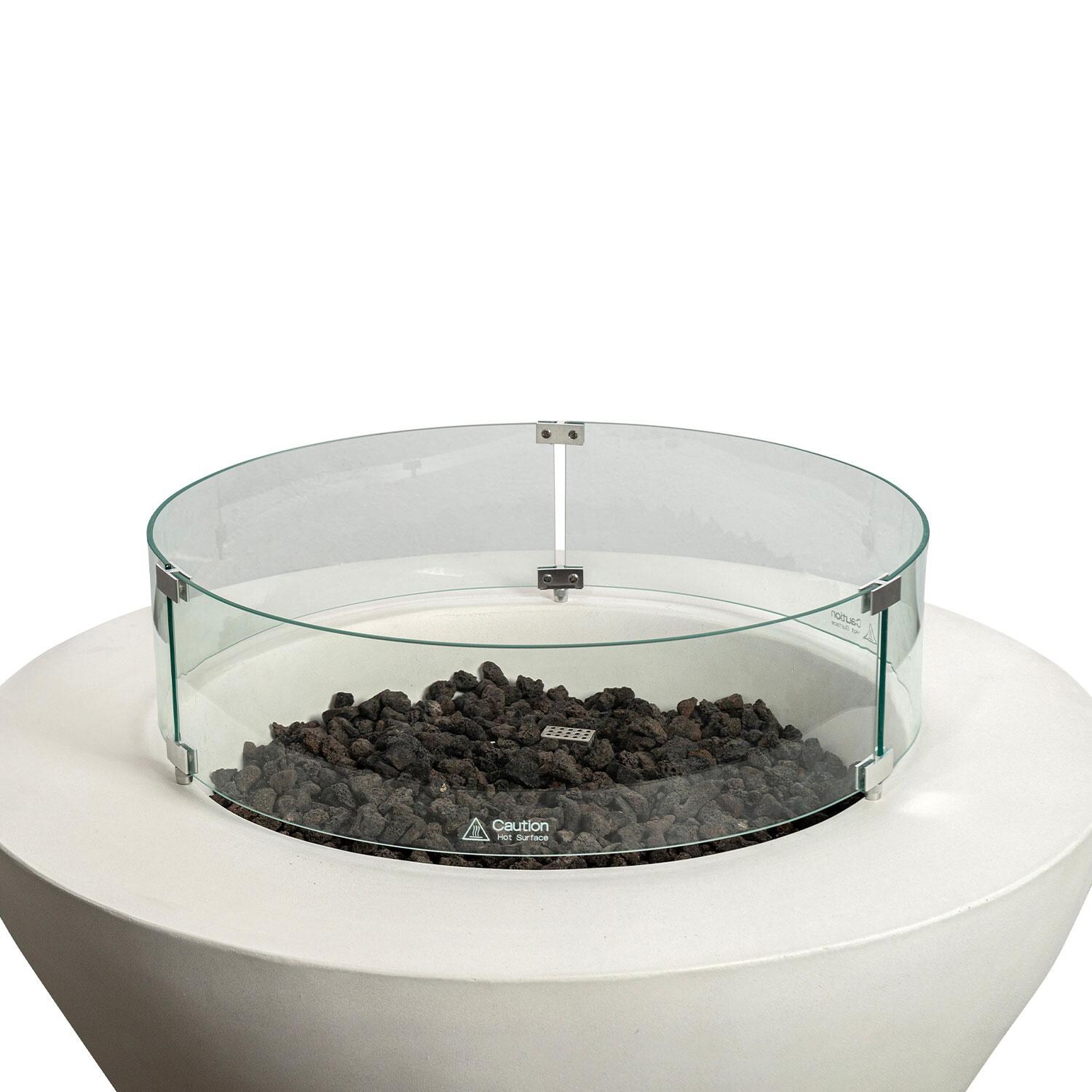 Glenwood 42-in Round Concrete Natural Gas Fire Pit w/ Push Button Ignition in White by Lakeview Outdoor Designs - Off - White Background thumbnail