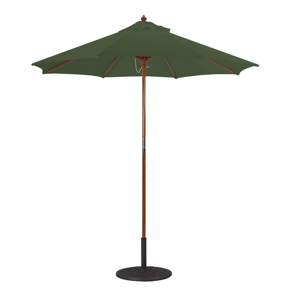 Galtech 7.5 Ft. Octagonal Hardwood Patio Market Umbrella W/ Push Lift - Dark Wood W/ Sunbrella Canvas Forest Green Canopy