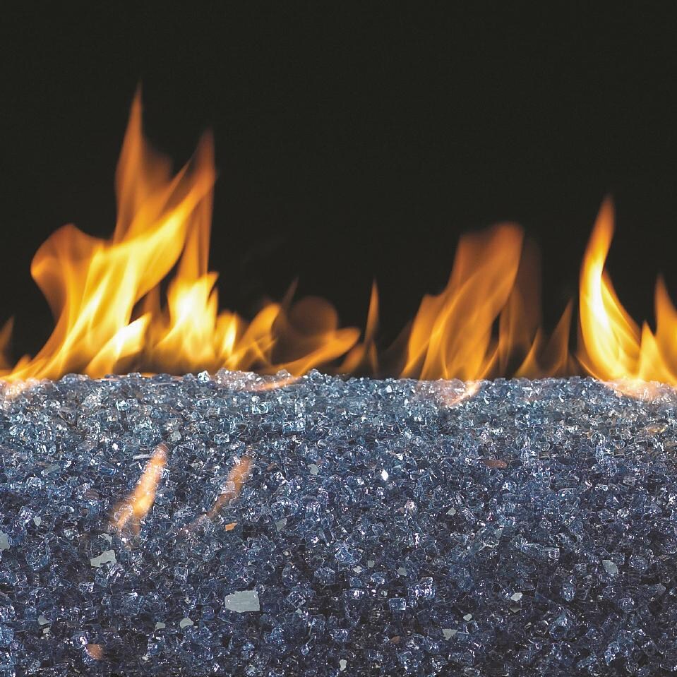 Peterson Real Fyre 24-Inch Sapphire Indoor/Outdoor Fire Glass Set With Vented Natural Gas Stainless G45 Burner - Match Light