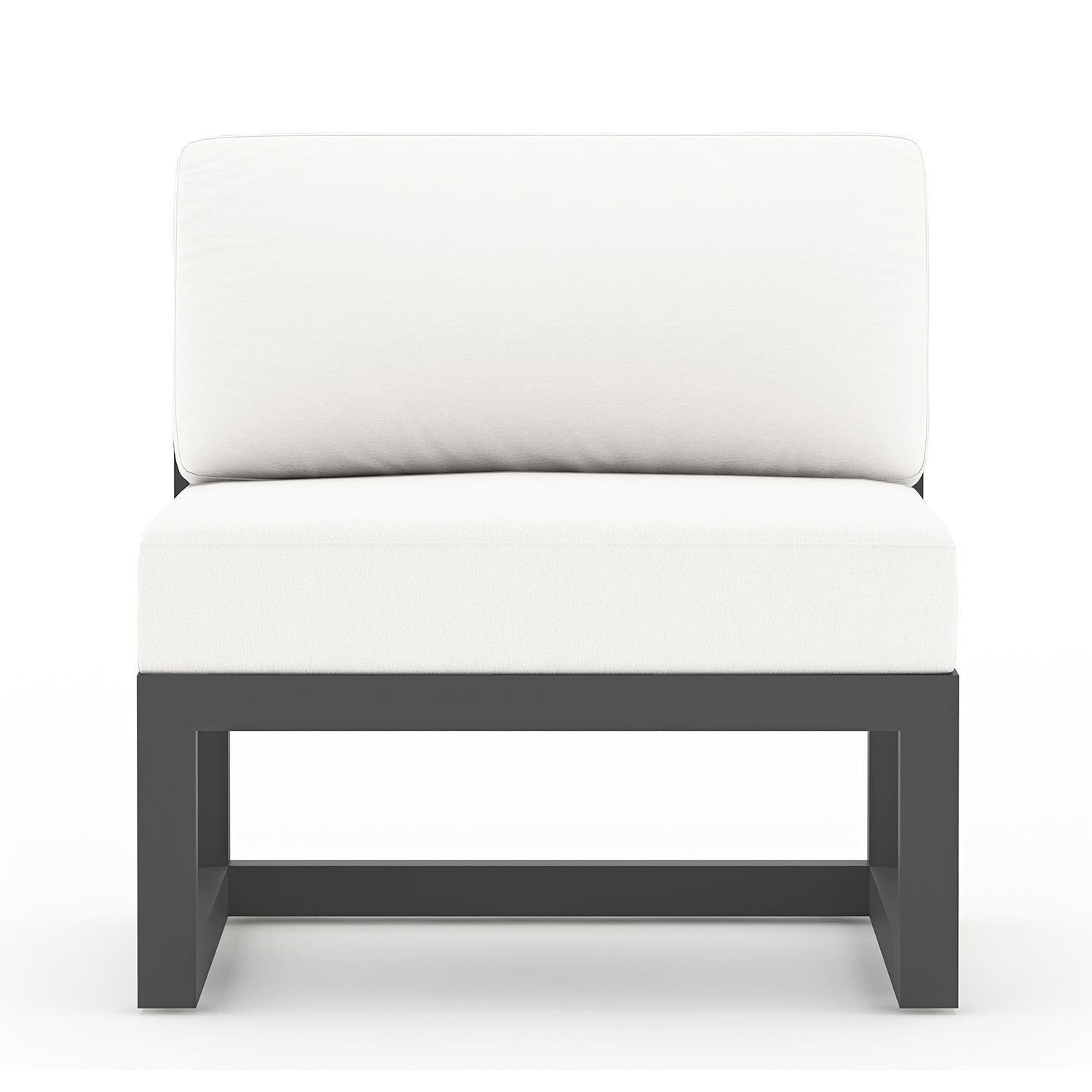 Misty Cove 5 Piece Sectional Set in Slate w/Chat Table & Canvas Natural Cushions by Lakeview - Middle Club Chair - White Background thumbnail