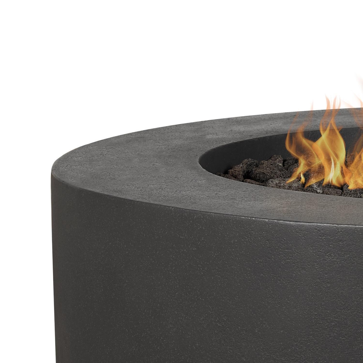 Hillview Bay 2715LP-CBN 43 Inch Round Glass Fiber Reinforced Concrete Propane Fire Pit Table in Carbon by BBQGuys Signature - Material - Detail thumbnail