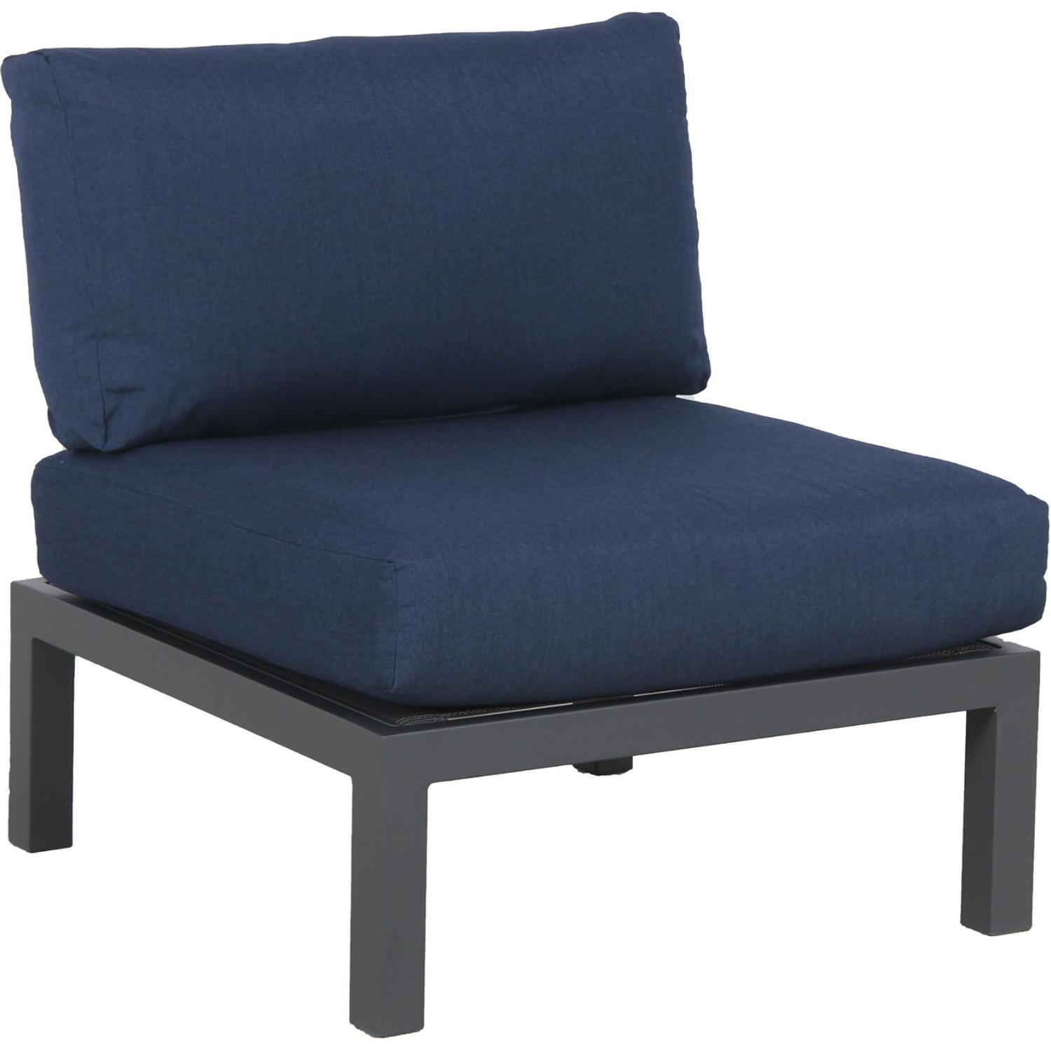Elba Aluminum Club Chair w/ Teak Tabletop in Charcoal / Spectrum Indigo by KETTLER