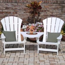 Pawleys Island Sunrise 3 Piece Poly Lumber Patio Adirondack Conversation Set - White image