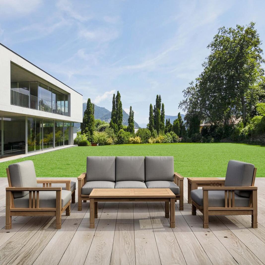 Sawgrass Bay 6 Pc Teak Seating Set in Cast Slate by Lakeview Outdoor Designs - Lifestyle thumbnail