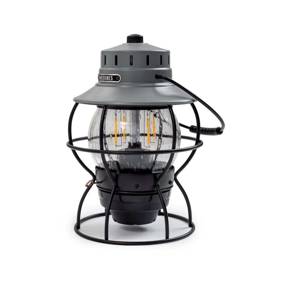 Barebones Living LIV-182 Railroad Lantern - Slate Gray - Flame Off Handle Down thumbnail