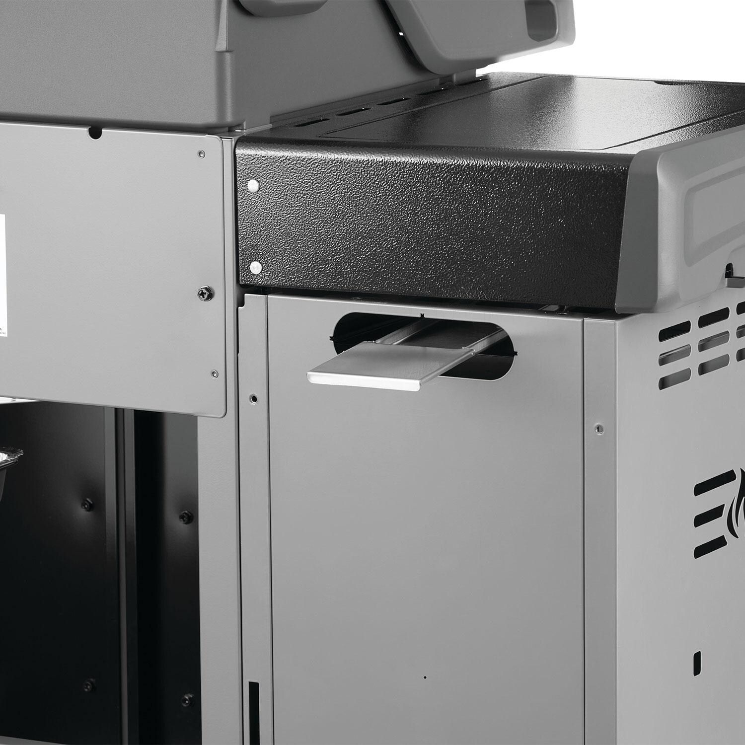 Napoleon 68009 Rogue PRO Grill Storage Left Hinge Cabinet Cart - Grease Tray Access - Rear View - Detail thumbnail