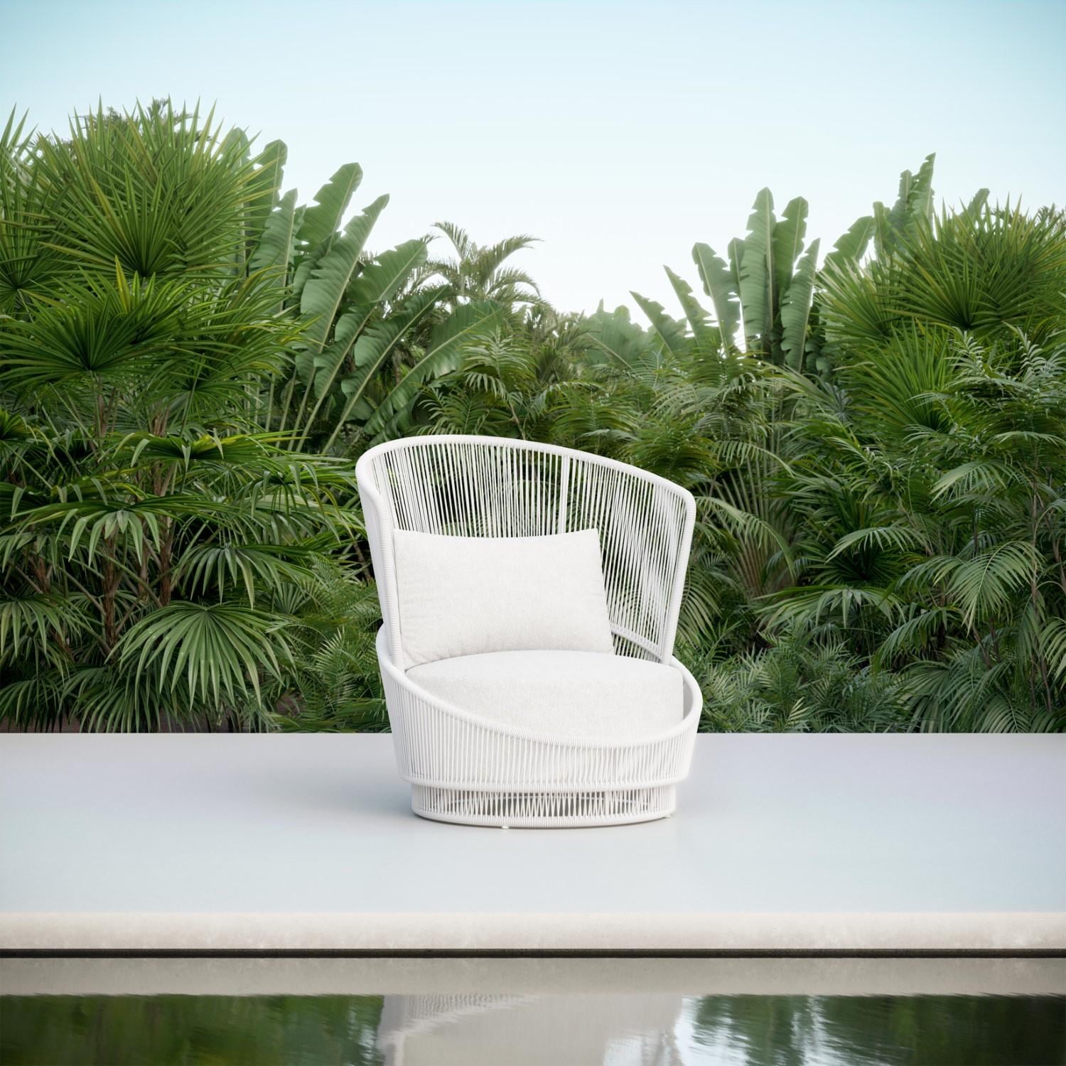 Palma Woven Rope Swivel Club Chair in White Mist/Cloud by Azzurro ...