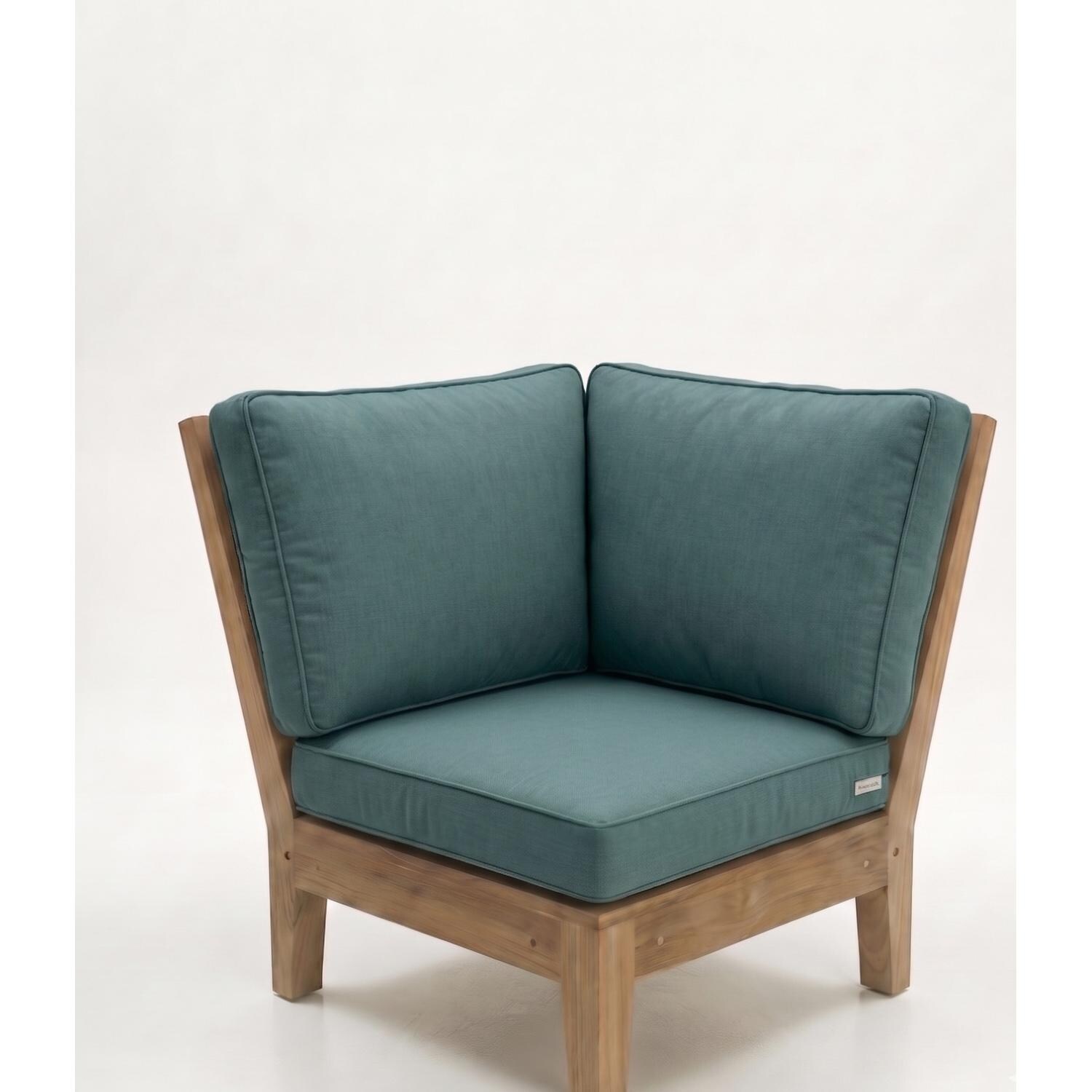Royal Teak Collection MIACRS Miami Teak Sectional Corner Chair w/ Sunbrella Cushions in Canvas Spa - Corner Chair - White Background thumbnail