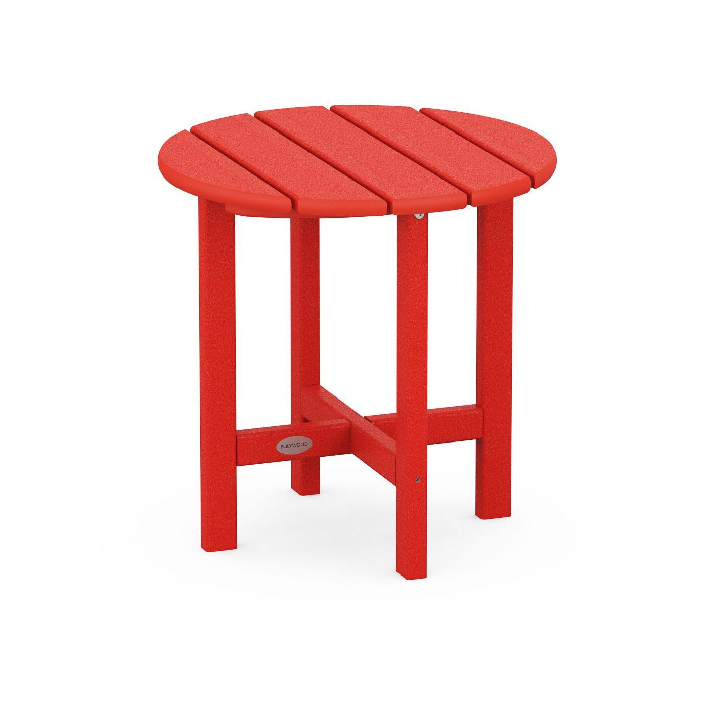 18 Inch Round Recycled Plastic End Table in Sunset Red by POLYWOOD