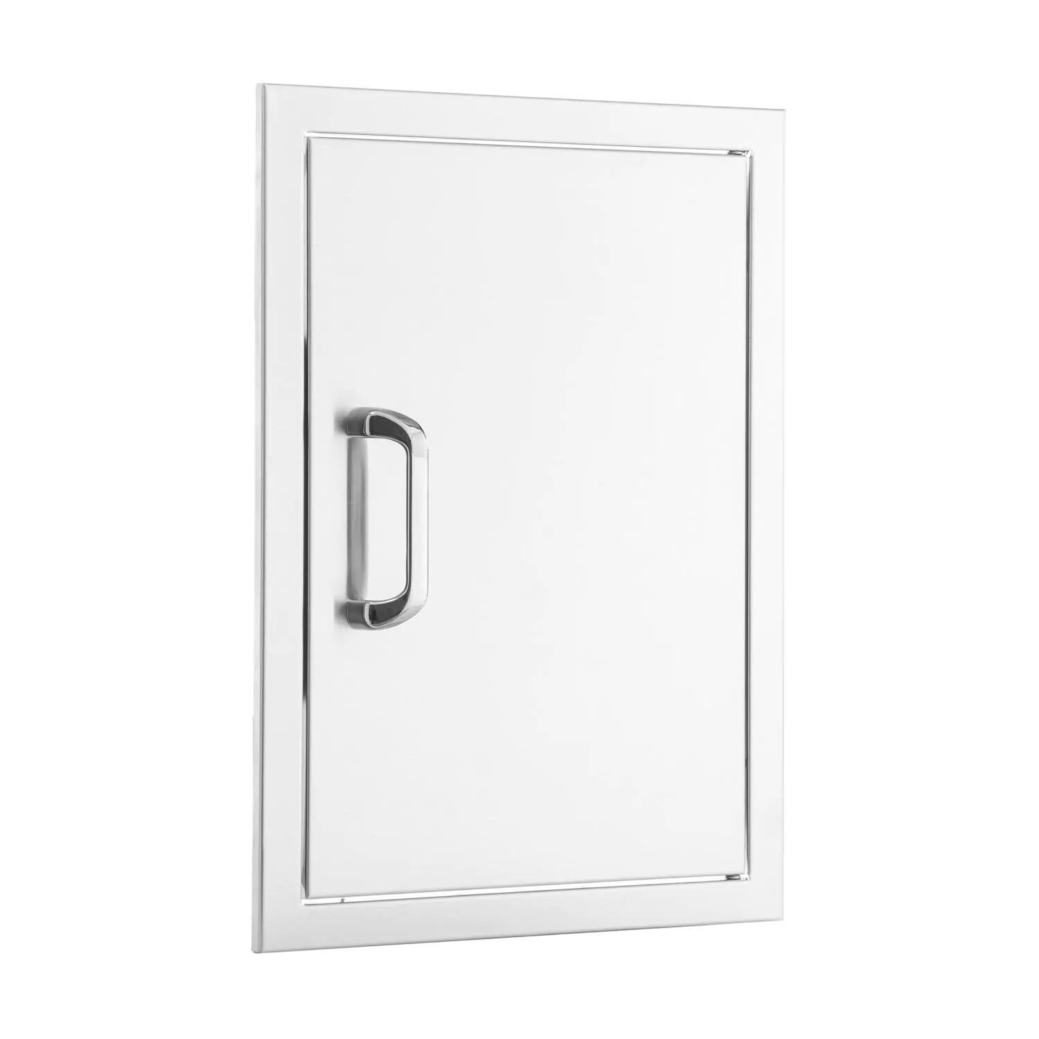 BBQGuys Signature 18-Inch Stainless Steel Reversible Single Access Door - Vertical - Angled View - White Background thumbnail