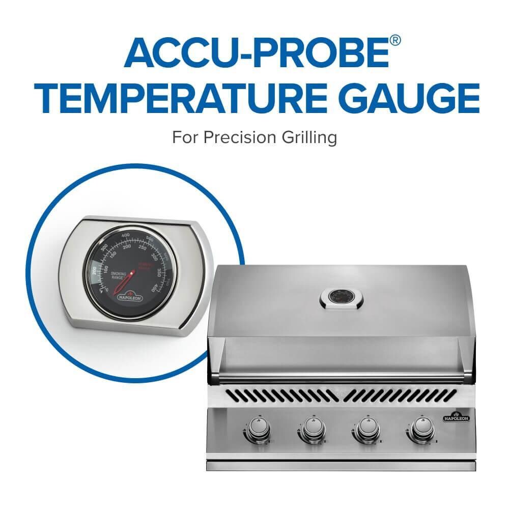 Napoleon BI32PSS Built-in 500 Series 32-Inch Propane Gas Grill - Accu-Probe Temperature Gauge - Detail thumbnail