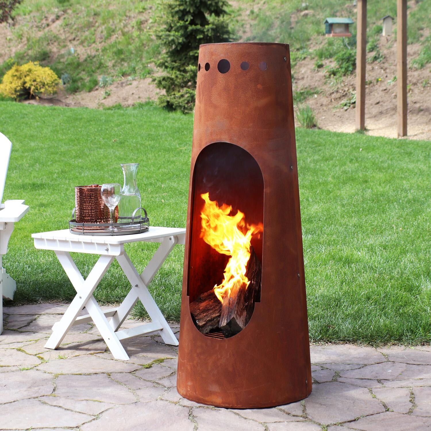Ultimate Patio 50-Inch Steel Wood Burning Chiminea - Rust