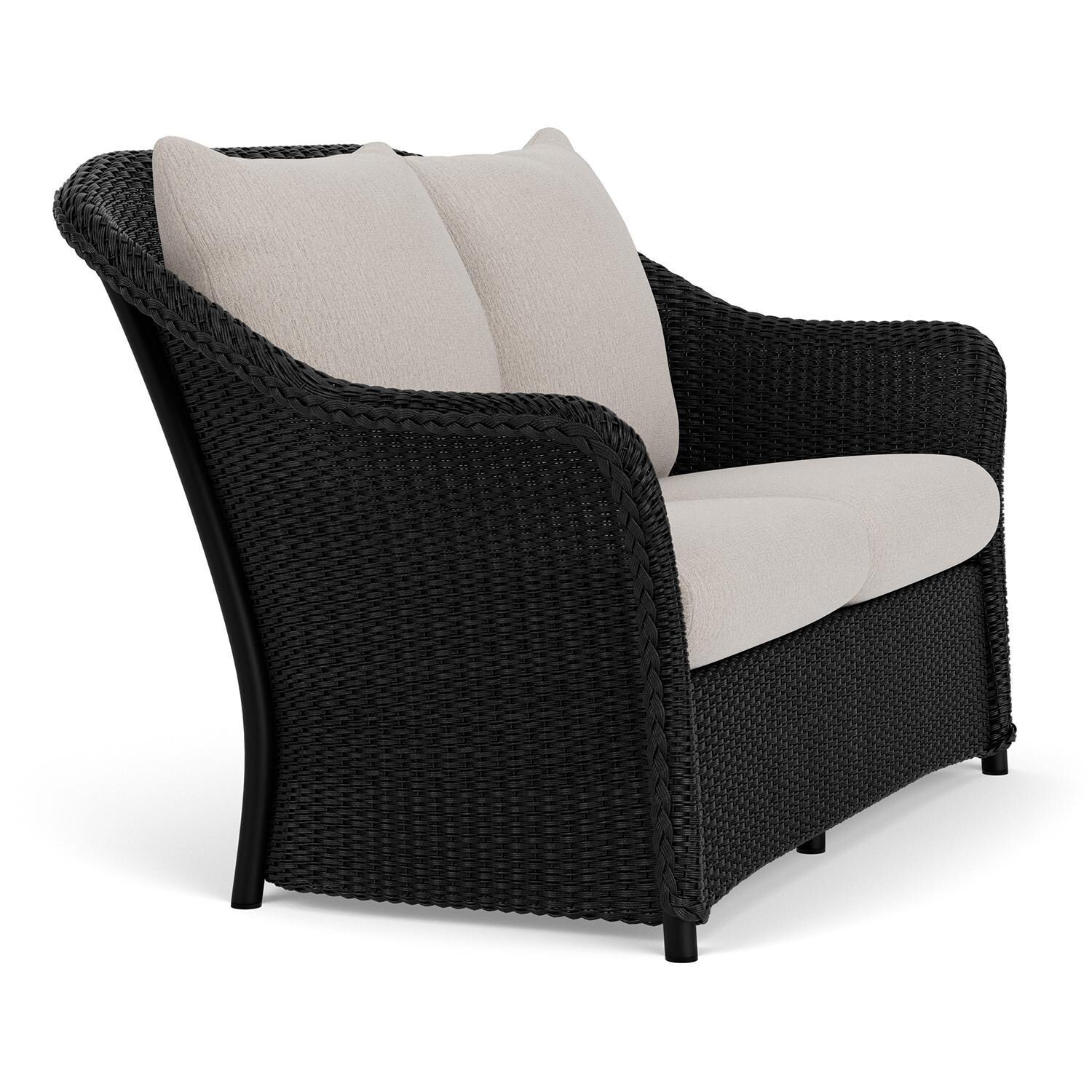 Lloyd Flanders Weekend Retreat Loveseat in Ebony Finish W/ Remy Cloud Fabric - Angled thumbnail