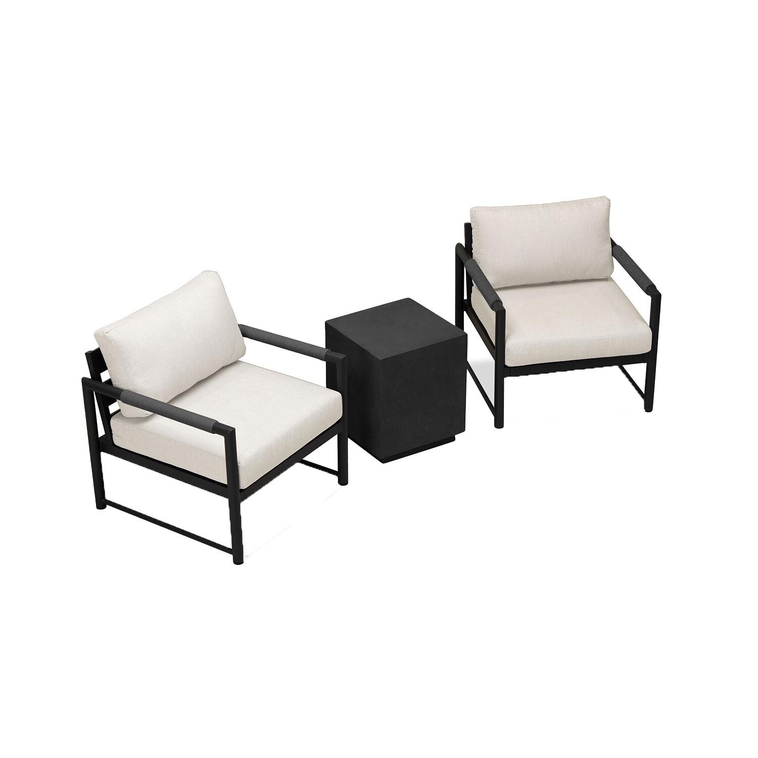 Lakeview AVEBAY-BK-CO-SET104-CS Avenue Bay Black/Carbon 3 Pc Chat Set - Cast Silver - Overhead View - White Background thumbnail