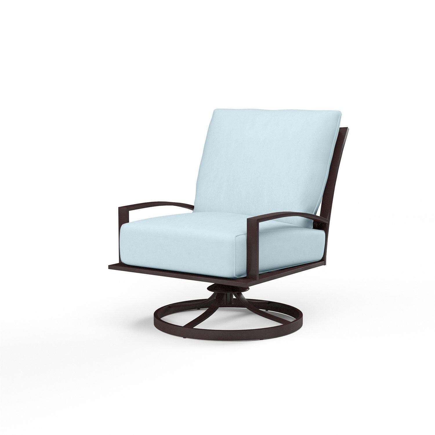 La Jolla Aluminum Patio Swivel Rocker Club in Canvas Skyline w/ Self Welt By Sunset West - Display - White Background thumbnail