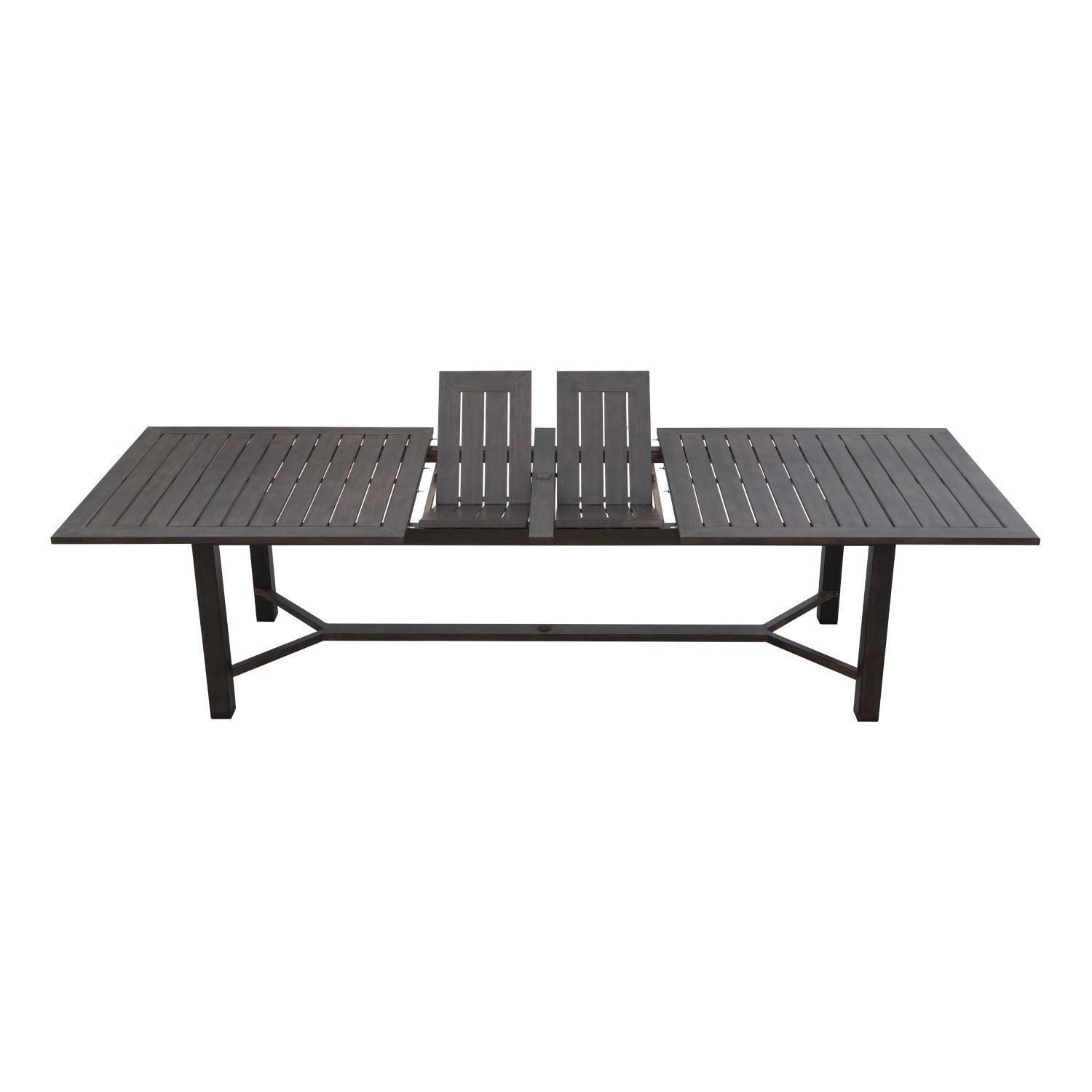 Atlantis 7 Pc Aluminum Dining Set w/ 2 Swivel Rocker Dining Arm Chairs, 4 Two Person Benches & Extension Table in Walnut/Spa by Darlee - Extension Table - White Background thumbnail
