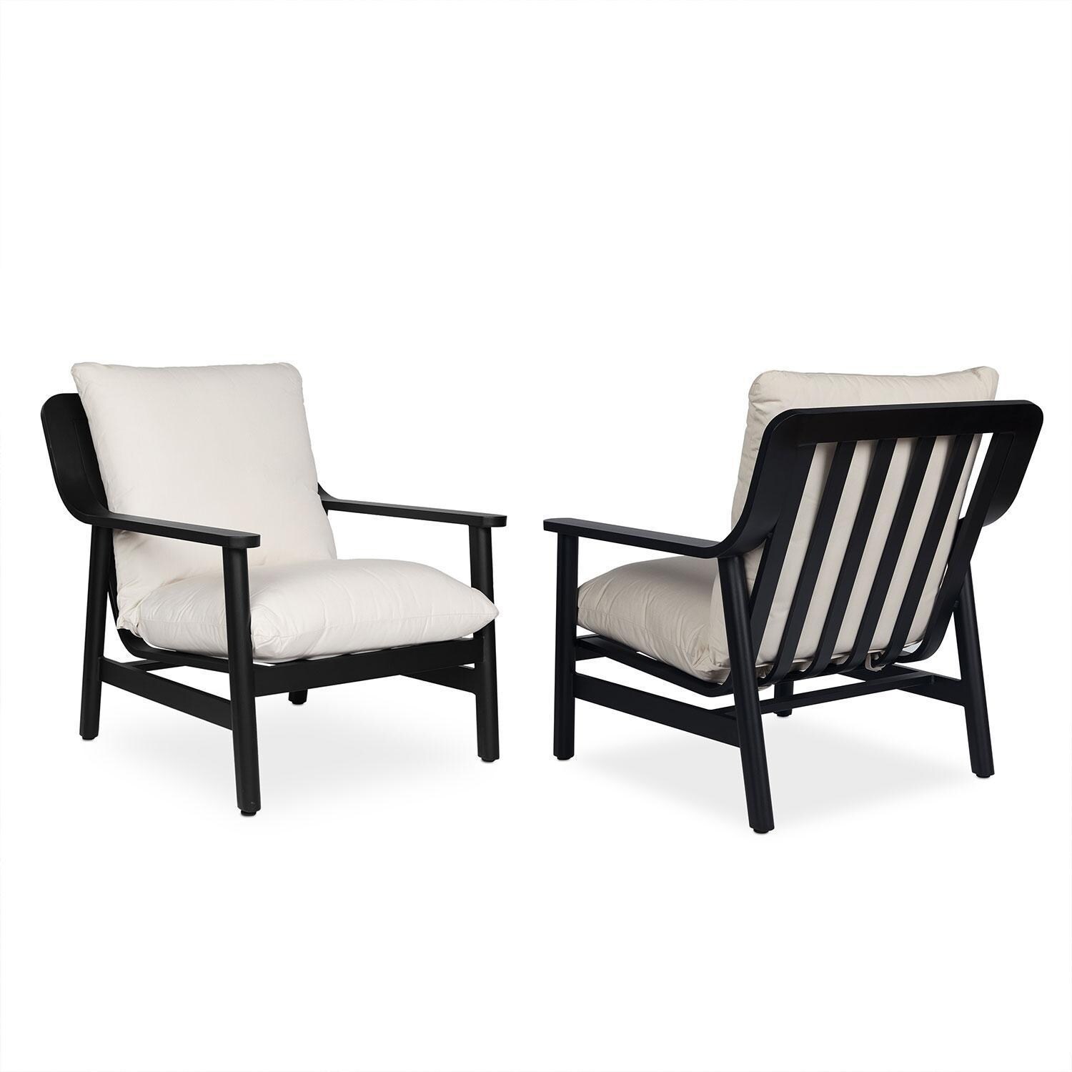 Bay St Louis 30-in Metal Outdoor Oversized Chair Set of 2 in Black W/ Sunbrella Cushions by Lakeview Outdoor Designs - Display - White Background thumbnail