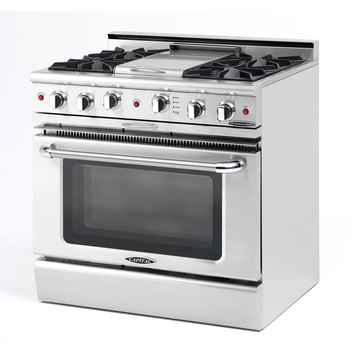 Capital Culinarian 36-Inch 4-Burner Propane Gas Range With Thermo Griddle - Side View thumbnail
