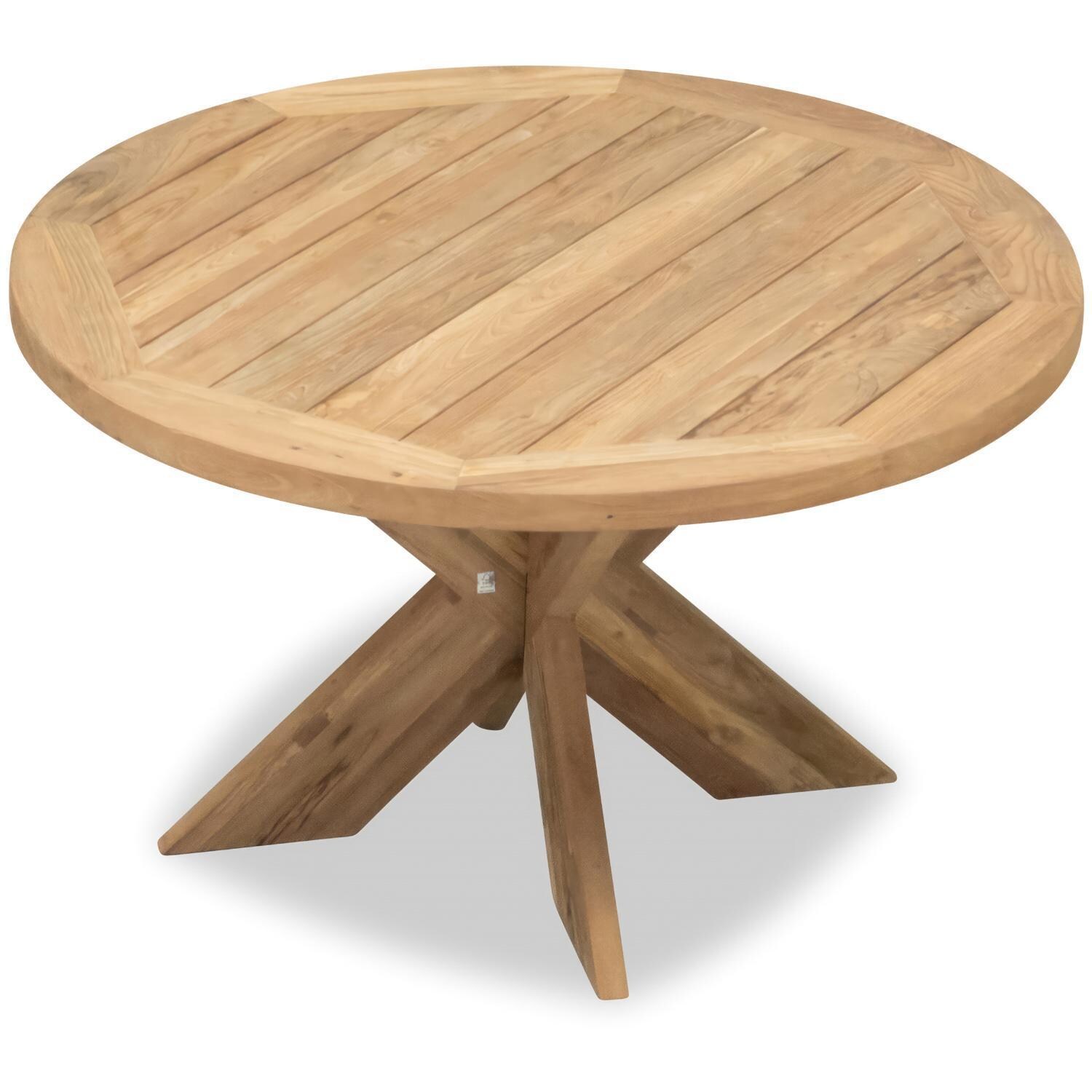 Wood Grove 4 Seat Reclaimed Teak 51 Inch Round Dining Table By Lakeview - Angled View - White Background thumbnail