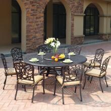 Darlee Florence 9 Piece Cast Aluminum Patio Dining Set With Lazy Susan - Antique Bronze image