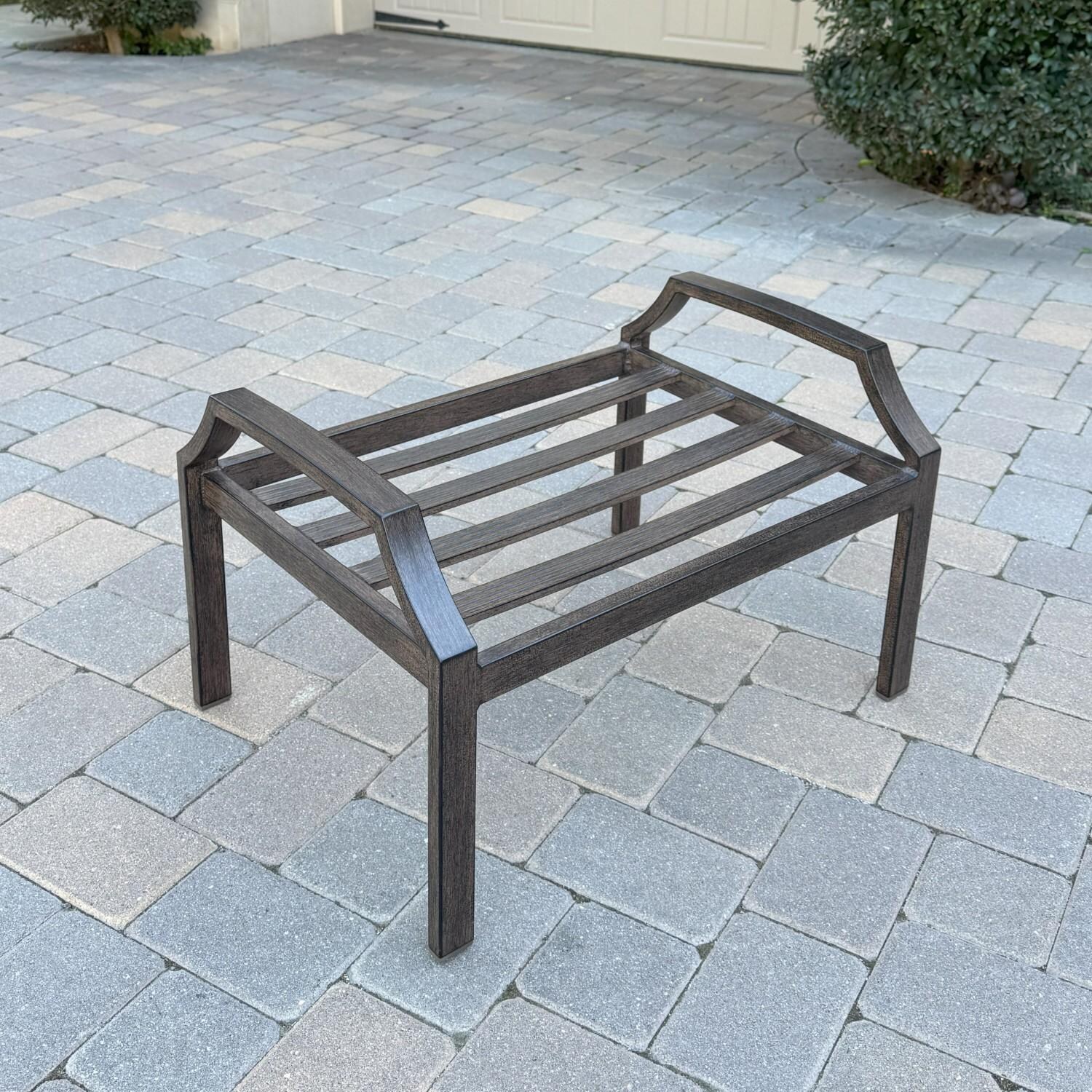 Atlantis 2 Pc Aluminum Ottoman Set in Walnut/Spa by Darlee - Angled w/o Cushion- Lifestyle thumbnail