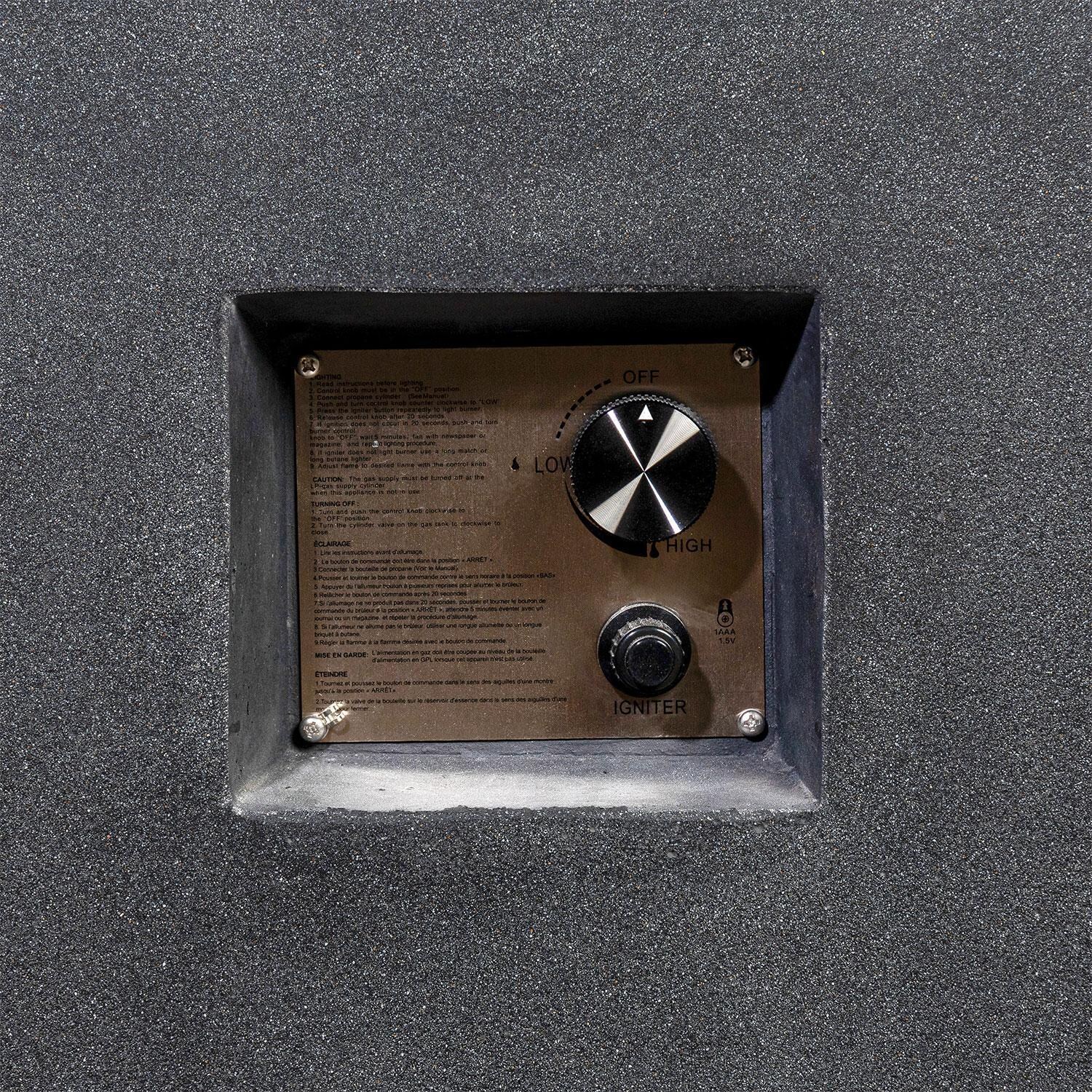 Glenwood 42-in Square Concrete Propane Fire Pit in Graphite by Lakeview Outdoor Designs - Ignitor Knob - Detail thumbnail