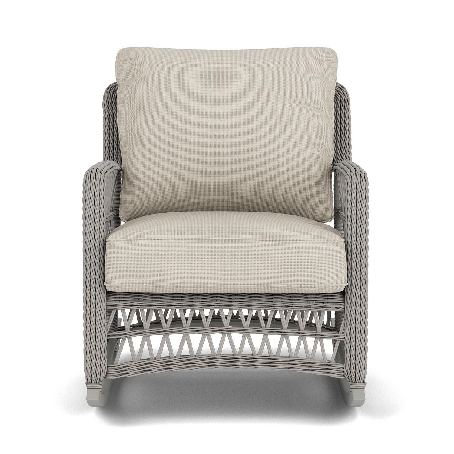 Lloyd Flanders Mackinac Lounge Rocker in Putty Finish with Fife Fog Fabric thumbnail