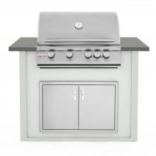 BBQGuys.com 4 Ft BBQ Island With Blaze 32-Inch Natural Gas Grill & Double Access Door - Gray/Gray - BLZADNG-4VP3CGNG image