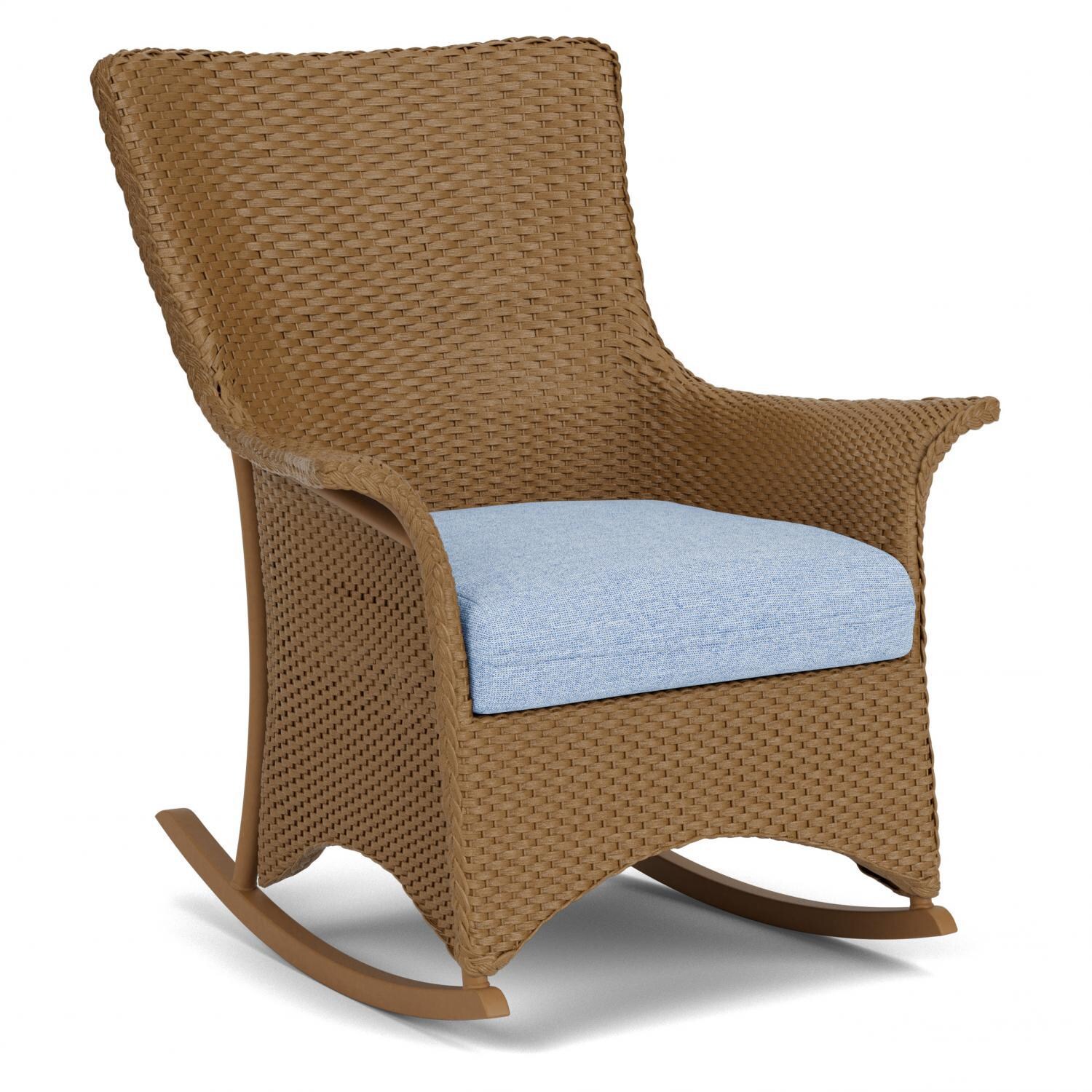 Lloyd Flanders Mandalay Porch Rocker in Hickory Finish with Demo Skyway fabric - Angled thumbnail