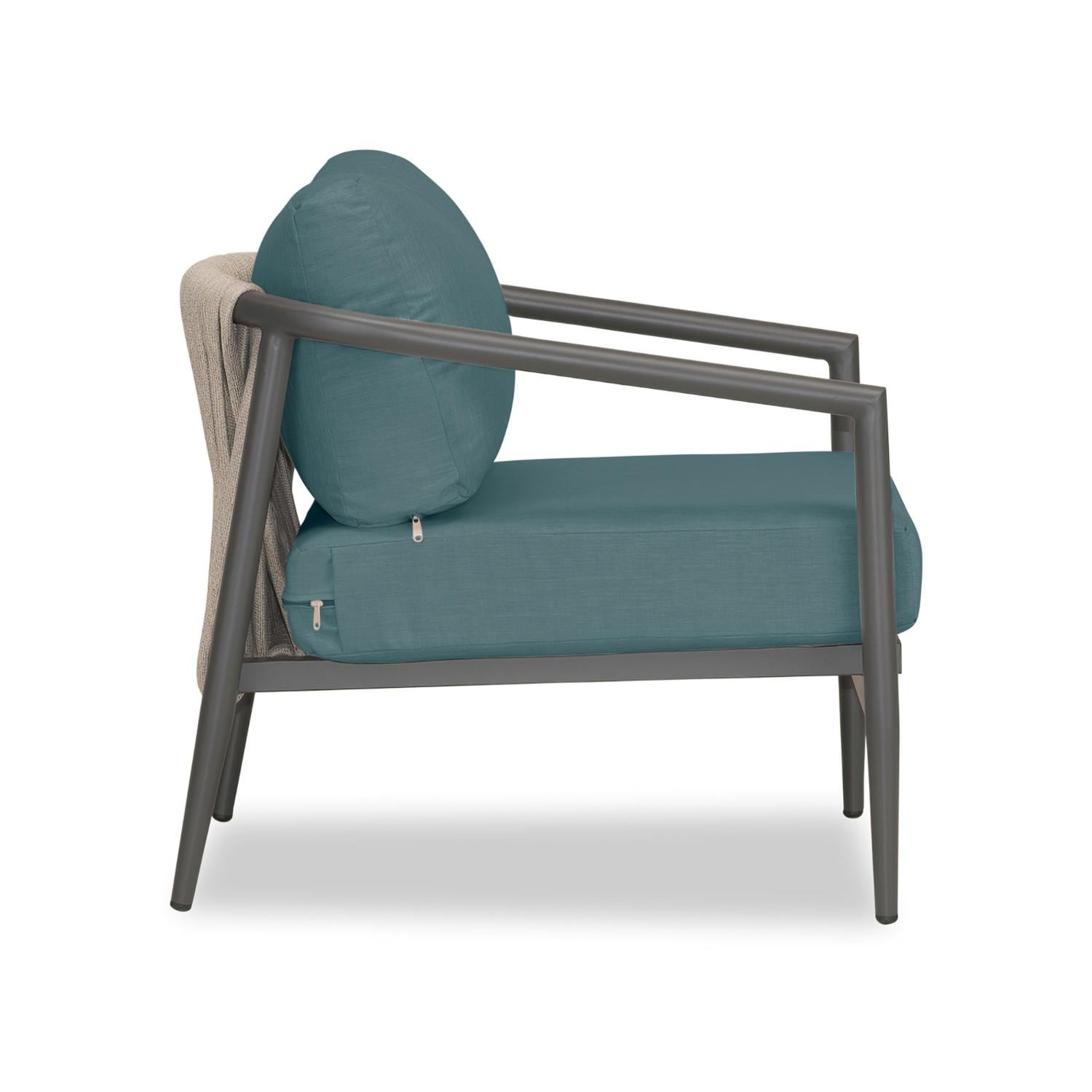 Lakeview Midnight Cove Aluminum Club Chair Rocking in Slate/Pebble Gray/Cast Lagoon - Side - White Background thumbnail