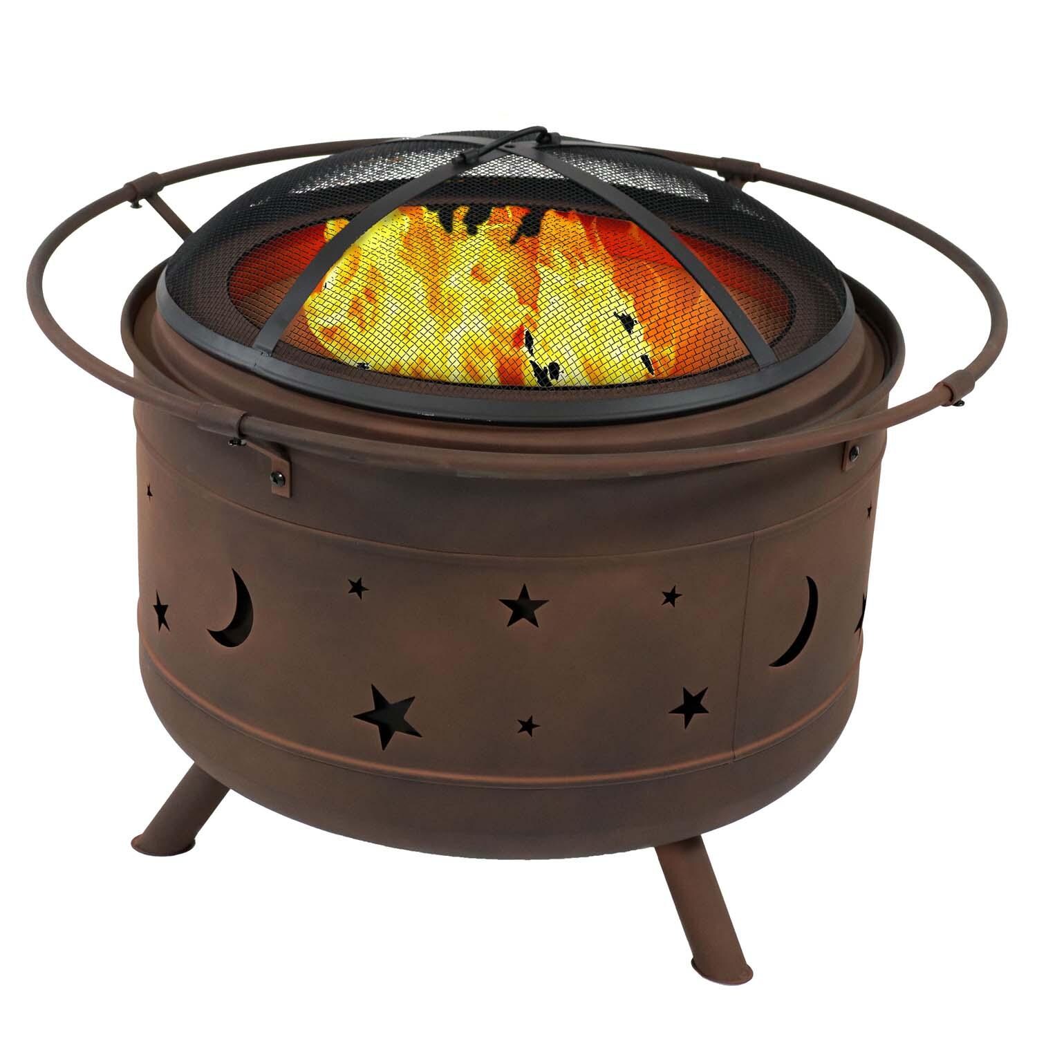 Cosmic 30 Inch Smokeless Wood Burning Fire Pit w/ Screen in Bronze By Ultimate Patio - White Background thumbnail