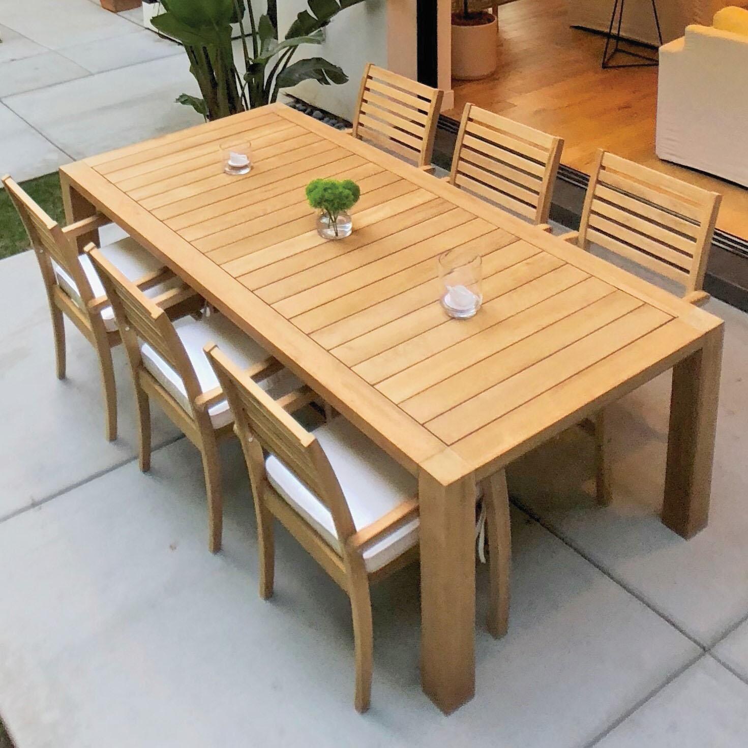 Avant 7 Piece Teak Patio Dining Set W/ 94 X 44 Inch Rectangular Table