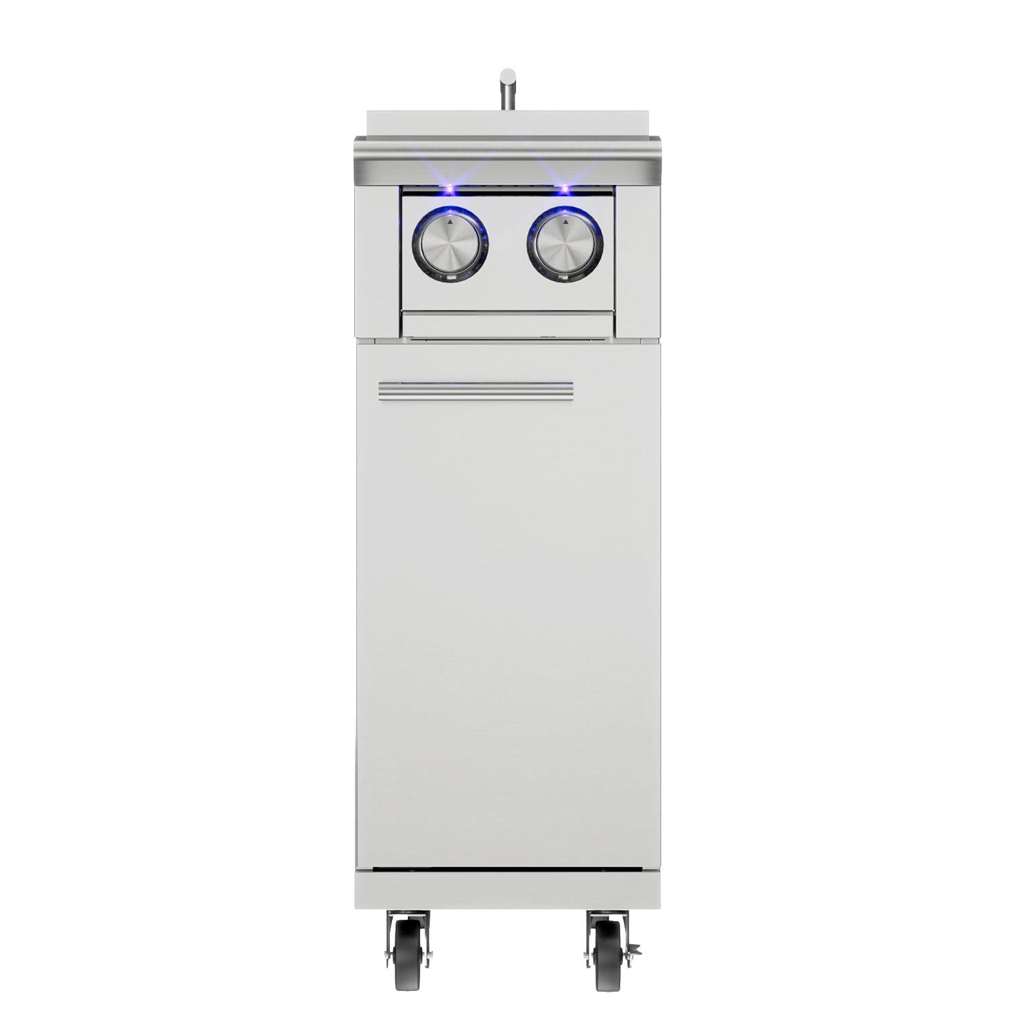 XO Appliance XOGCARTSBXLT Stainless Steel Side Burner Cart - Side Burner Not Included - White Background thumbnail