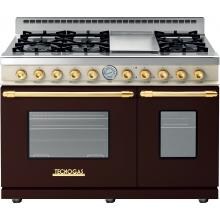 Tecnogas Superiore 48-Inch DECO Natural Gas Range With 6 Burners & Griddle - Brown Dual / Gold RD482GCMCG image