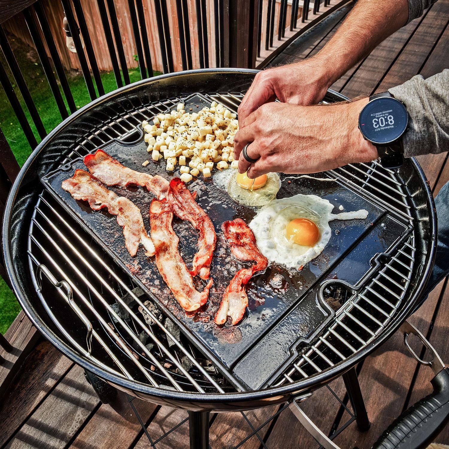 Broil King 13225 Stainless Steel Do More Cooking Grid for Charcoal Kettle Grills - Lifestyle thumbnail