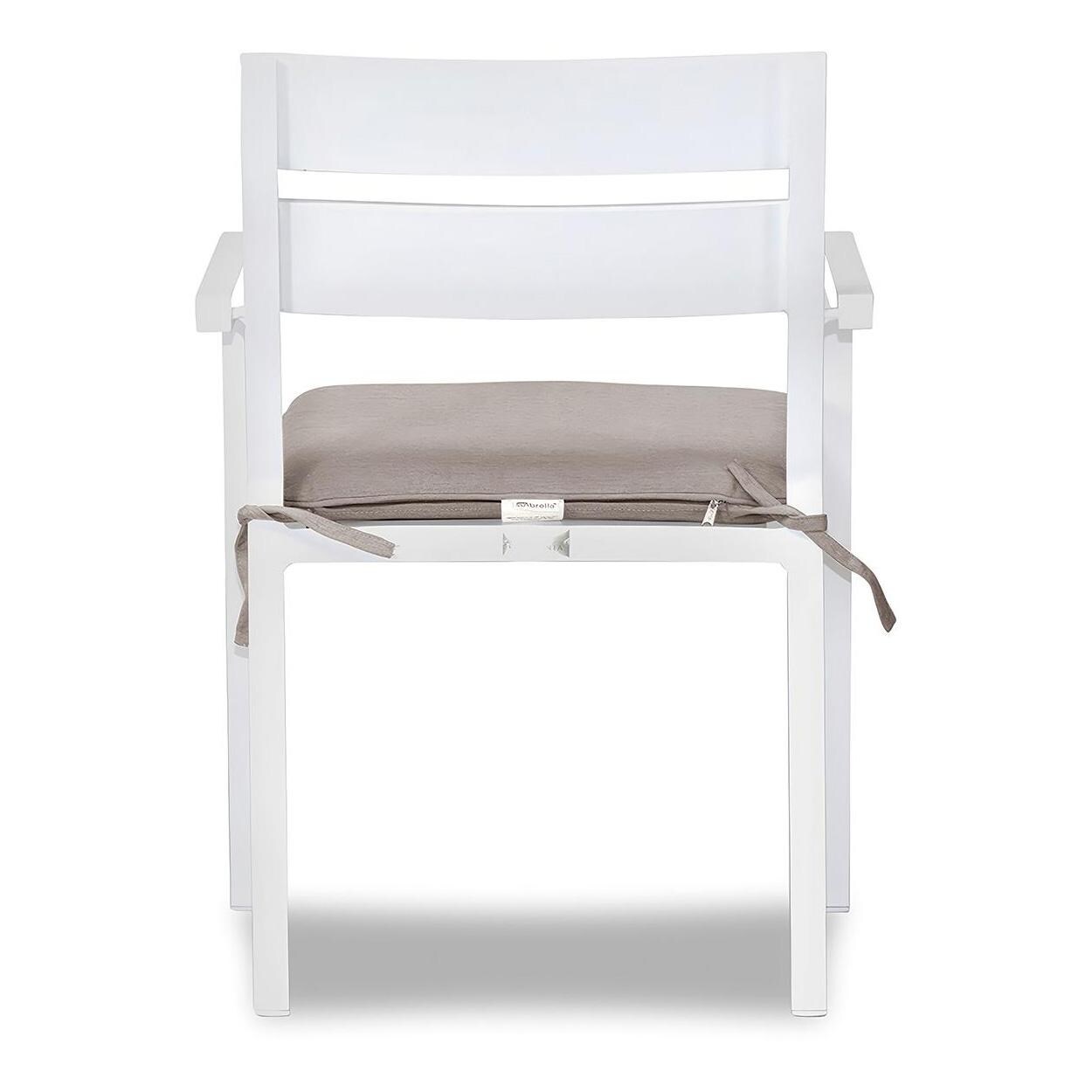 Calm Bay Aluminum Dining Arm Chair in White/Cast Silver by Lakeview Outdoor Designs - Back - White Background thumbnail