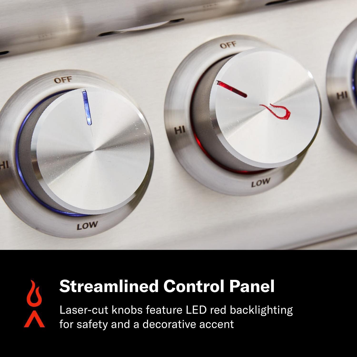 Blaze BLZ-4LTE3MG-LP Marine Grade Freestanding Propane Grill - Streamlined Control Panel - Detail thumbnail
