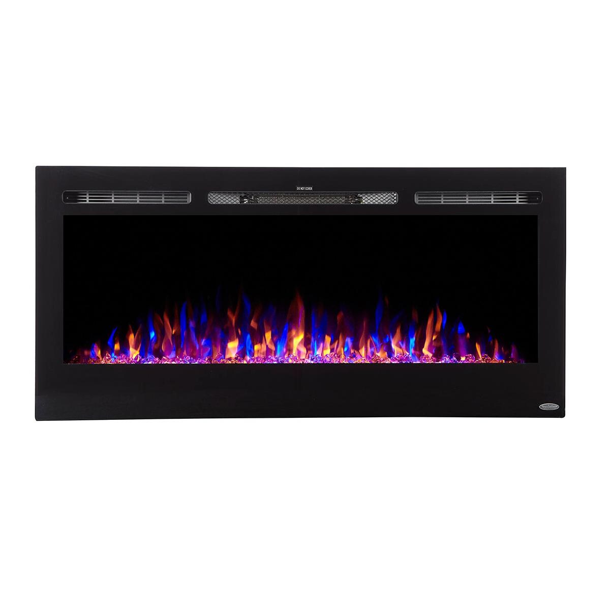 Touchstone Home Products Sideline 45-Inch Wall Mount/Flush Mount Electric Fireplace With Black Glass Surround - Glass Yellow Orange Blue thumbnail